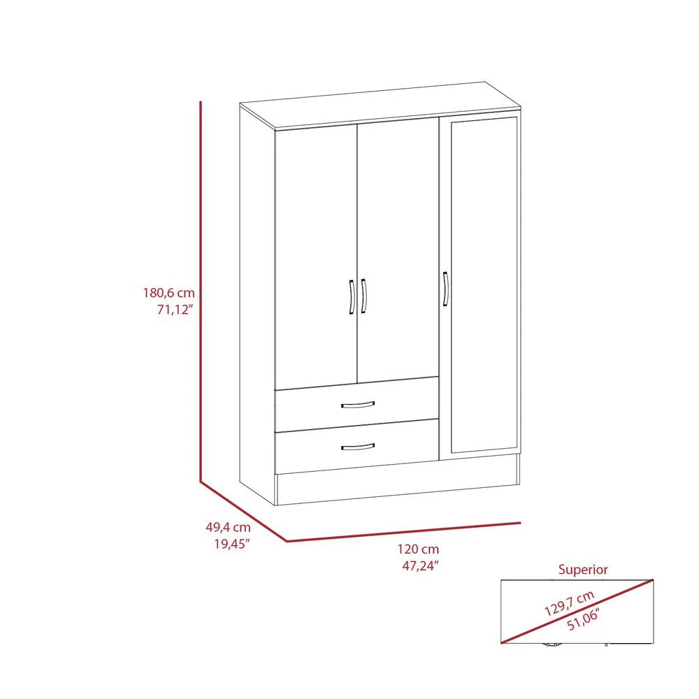 Depot E-Shop DE-CWZ5950 120 in. Gangi Mirrored Armoire, Black & Light Gray