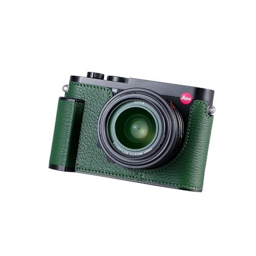 Camera Half Case for Leica Q3,SIUTATDSH Vintage Metal Genuine Leather Camera Protective Cases Stylish Portable Shockproof (BlackC)