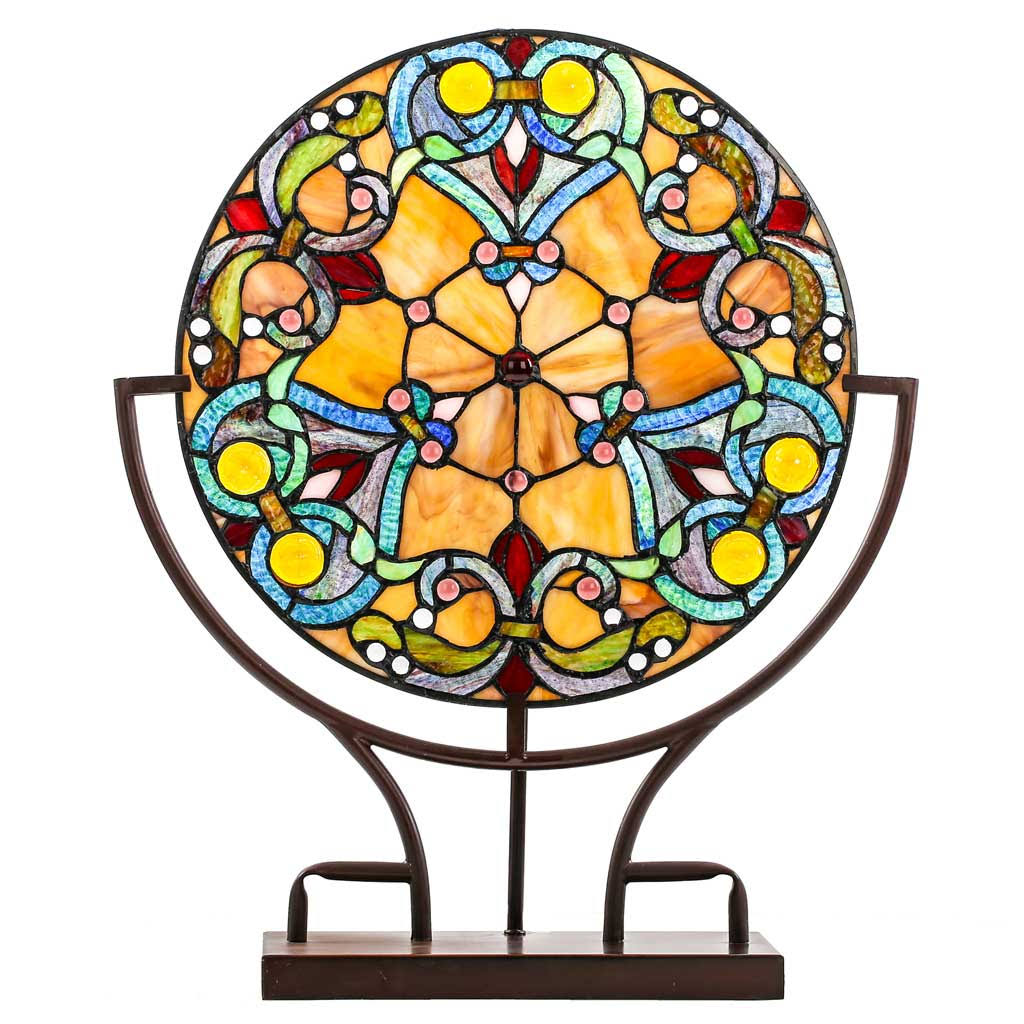 River of Goods Webbed Hearts Stained Glass Panel Lamp