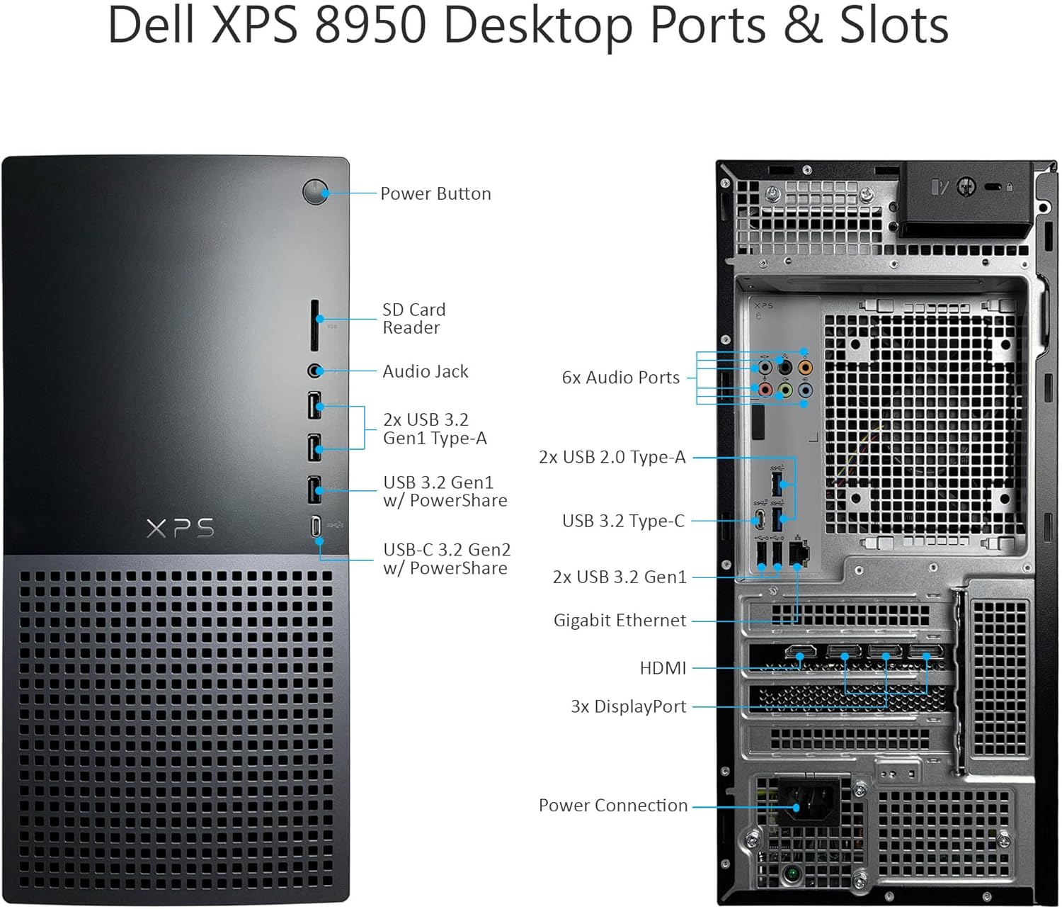 Dell XPS 8950 Desktop Computer - 12th Gen Intel Core i7-12700K up to 5.0 GHz CPU, 16GB DDR5 RAM, 8TB SSD + 1TB HDD, Intel UHD Graphics 770, Killer Wi-Fi 6, Windows 11 Home