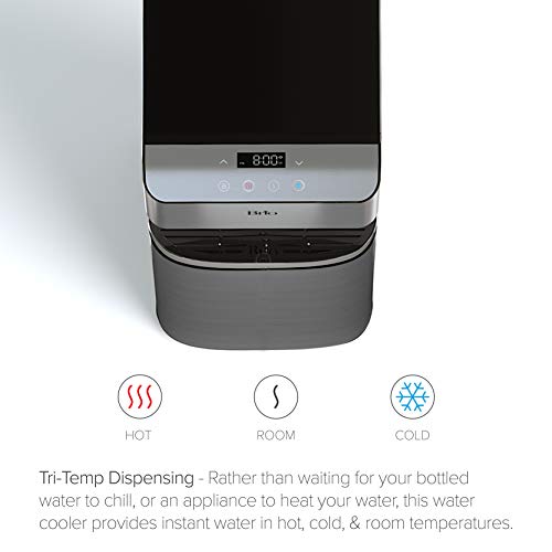 Brio Moderna Touchless Bottom Load Water Cooler Dispenser - Self-Cleaning, Motion Sensor, Tri Temp Dispense, Child Safety Lock, Holds 3 or 5 Gallon Bottles, Digital Display and LED Light