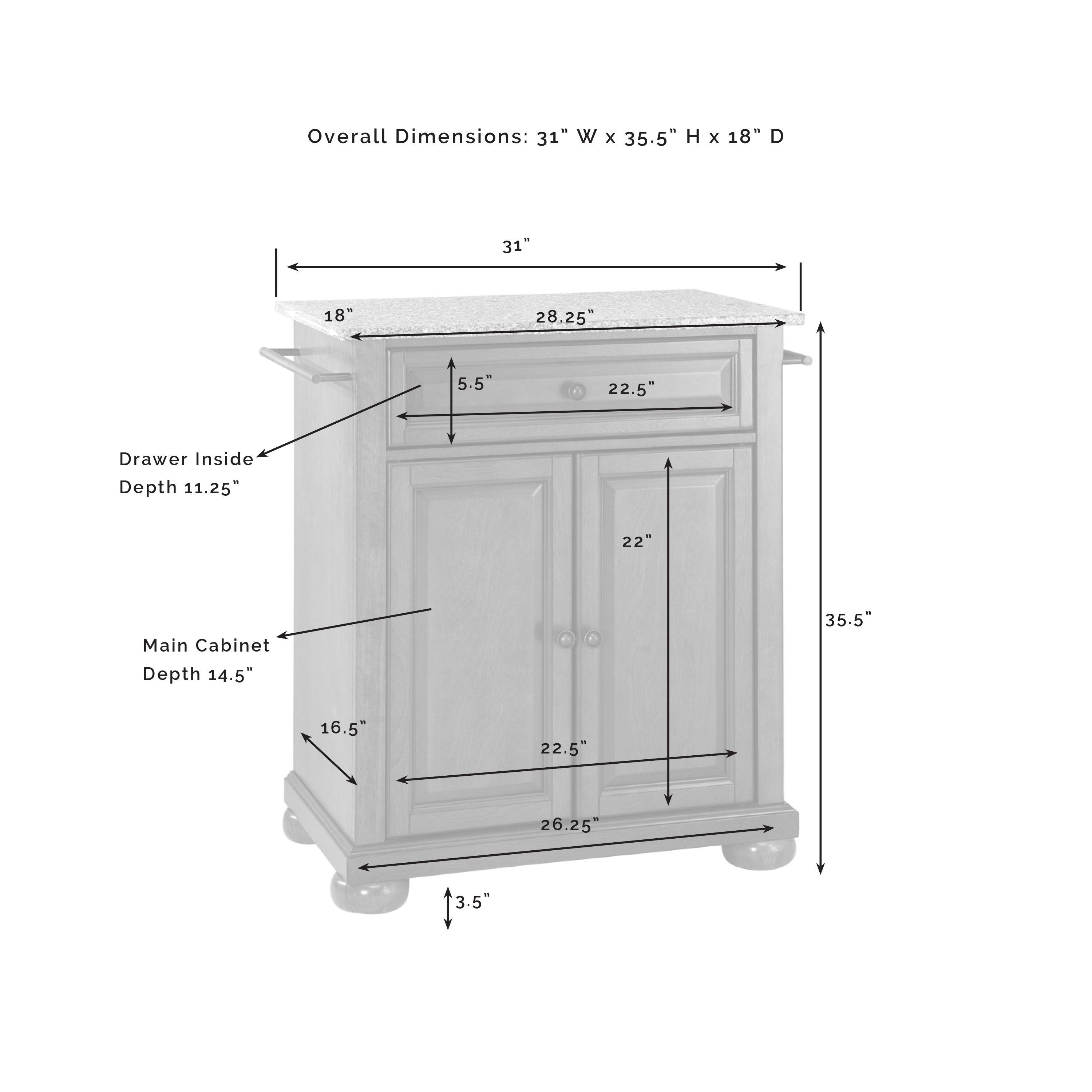 Alexandria Solid Granite Top Portable Kitchen Island - Classic Cherry - Crosley