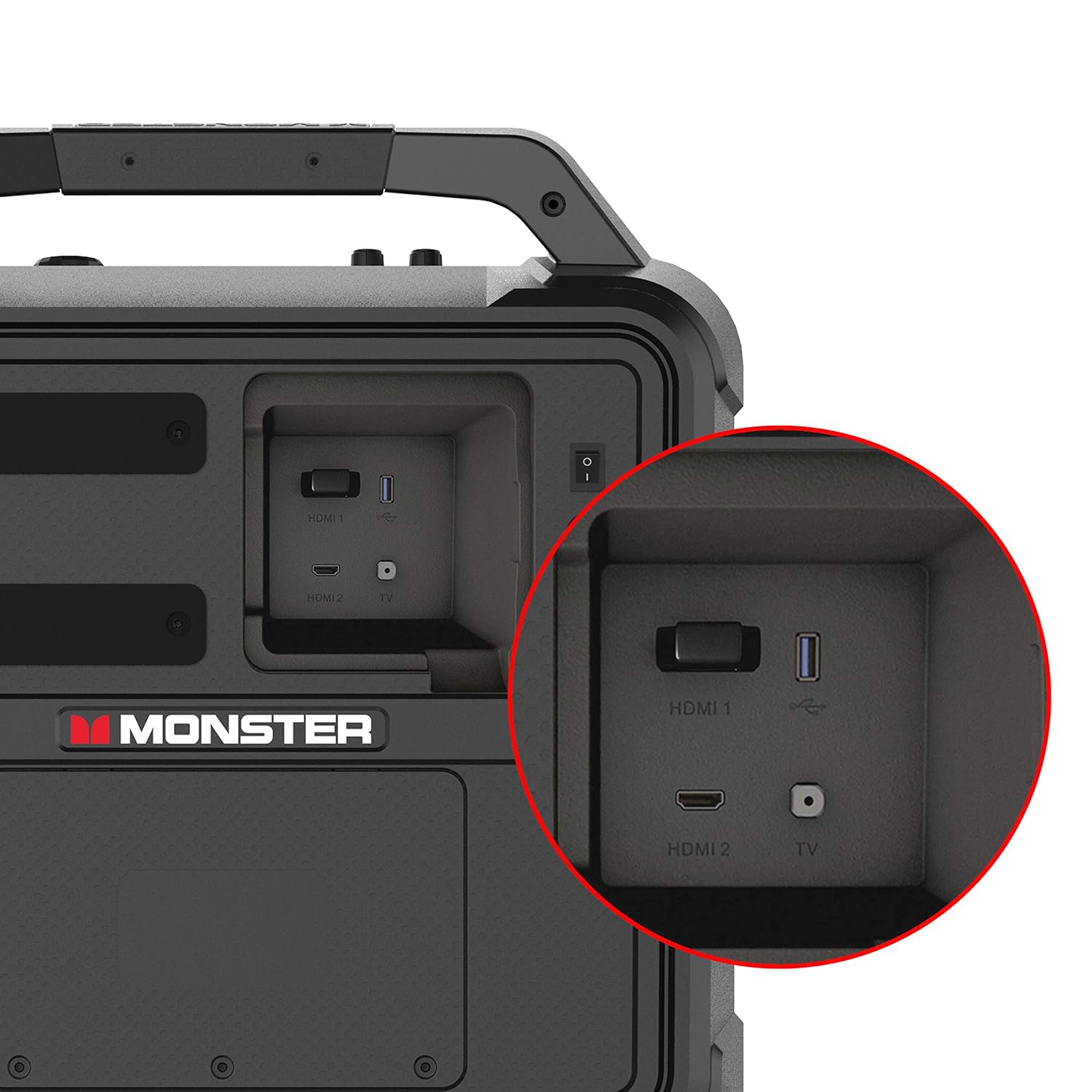 Monster Vision | Portable Entertainment System, 15.6” Full HD Screen, 60W Audio | Up to 25 Hours Playback | Two HDMI Ports for Your Favorite Smart Streaming Device, Gaming Console & TV