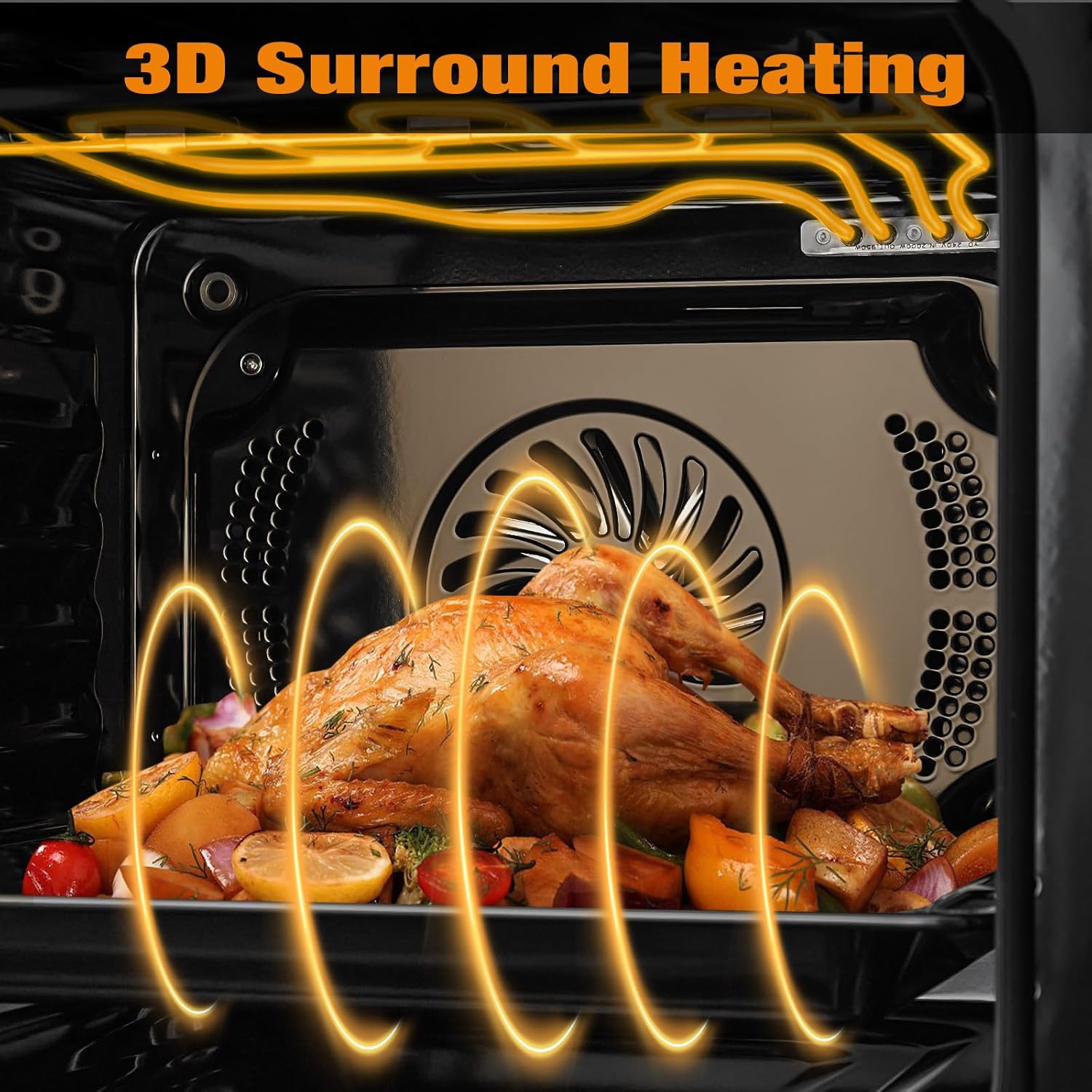 24" Electric Single Wall Oven, 2.5Cu.ft Built-in Electric Convection Oven, 8 Baking Modes, with Air Frying Function, 3000w, 3D Surround Heating with Double-Layered Glass Door, Timer, Touch Control