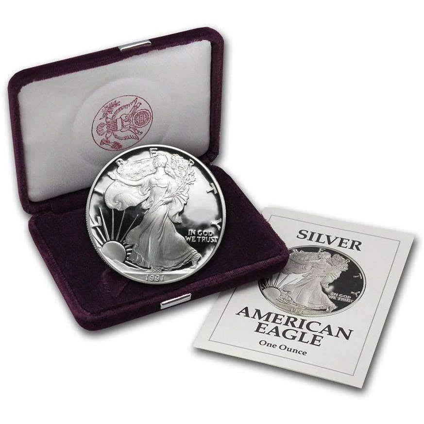 1991-S 1 oz Proof Silver American Eagle (w/ Box u0026 COA) by American Heritage Bullion
