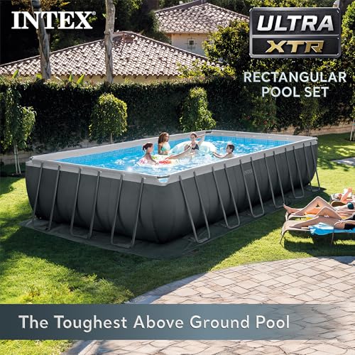 Intex 18' x 9' x 52" Ultra XTR Rectangular Frame Swimming Pool Set with Pump - Above Ground Backyard Large Rectangle Pool with 45-Inch Deep Water