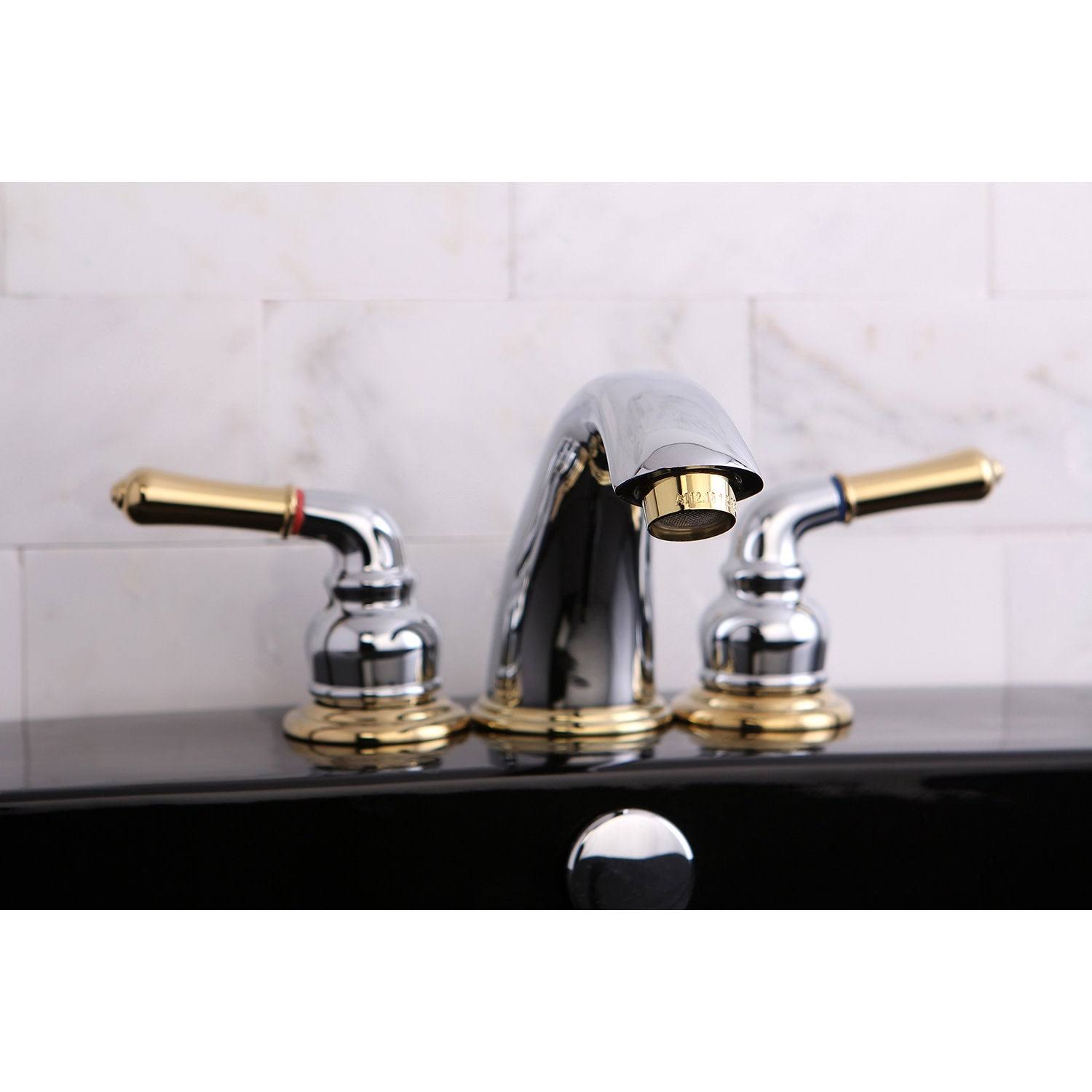 Magellan 8 in. Widespread Bathroom Faucet - Polished Chrome/Polished Brass QKB964