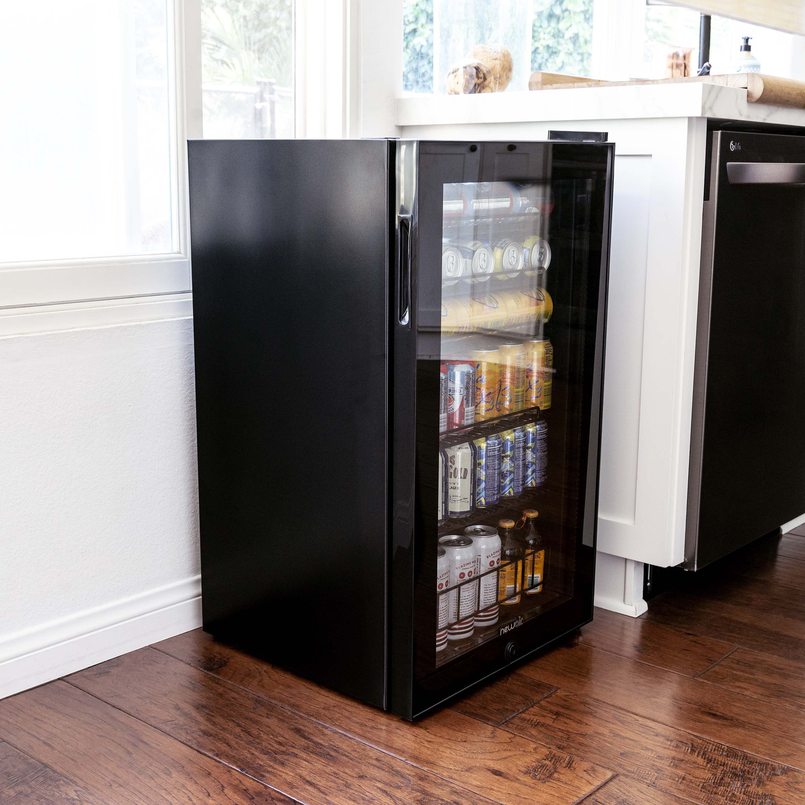 Newair 126 Can Beverage Refrigerator Cooler, Freestanding Mini Fridge in Black for Home, Office or Bar