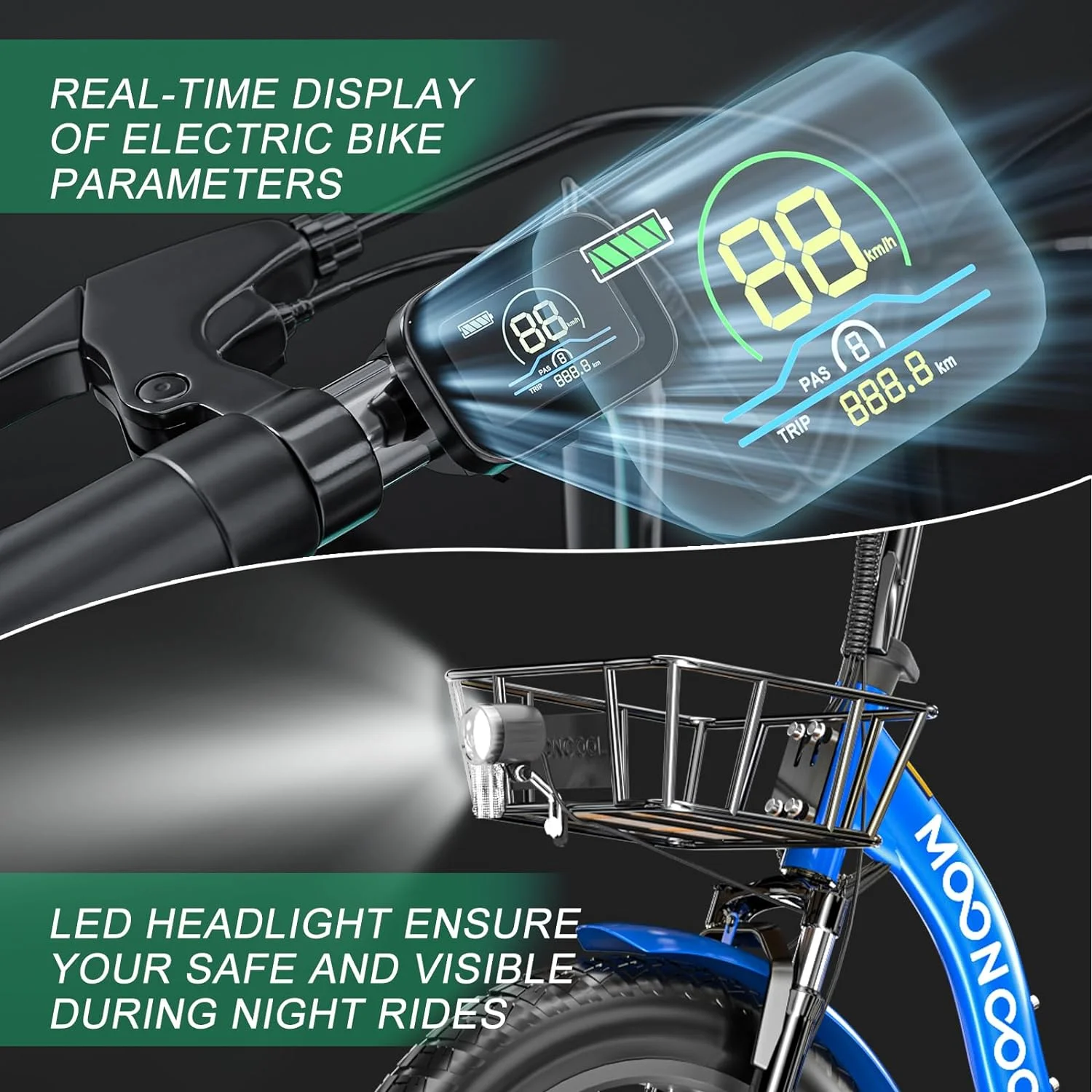 MOONCOOL Electric Tricycle for Adults, 20" x 4.0 Fat Tire 7 Speed Electric Trike, 750W Motorized 3 Wheel Electric Bicycle with Front & Rear Basket Basket, Suspension Fork - Curated Treasures Market