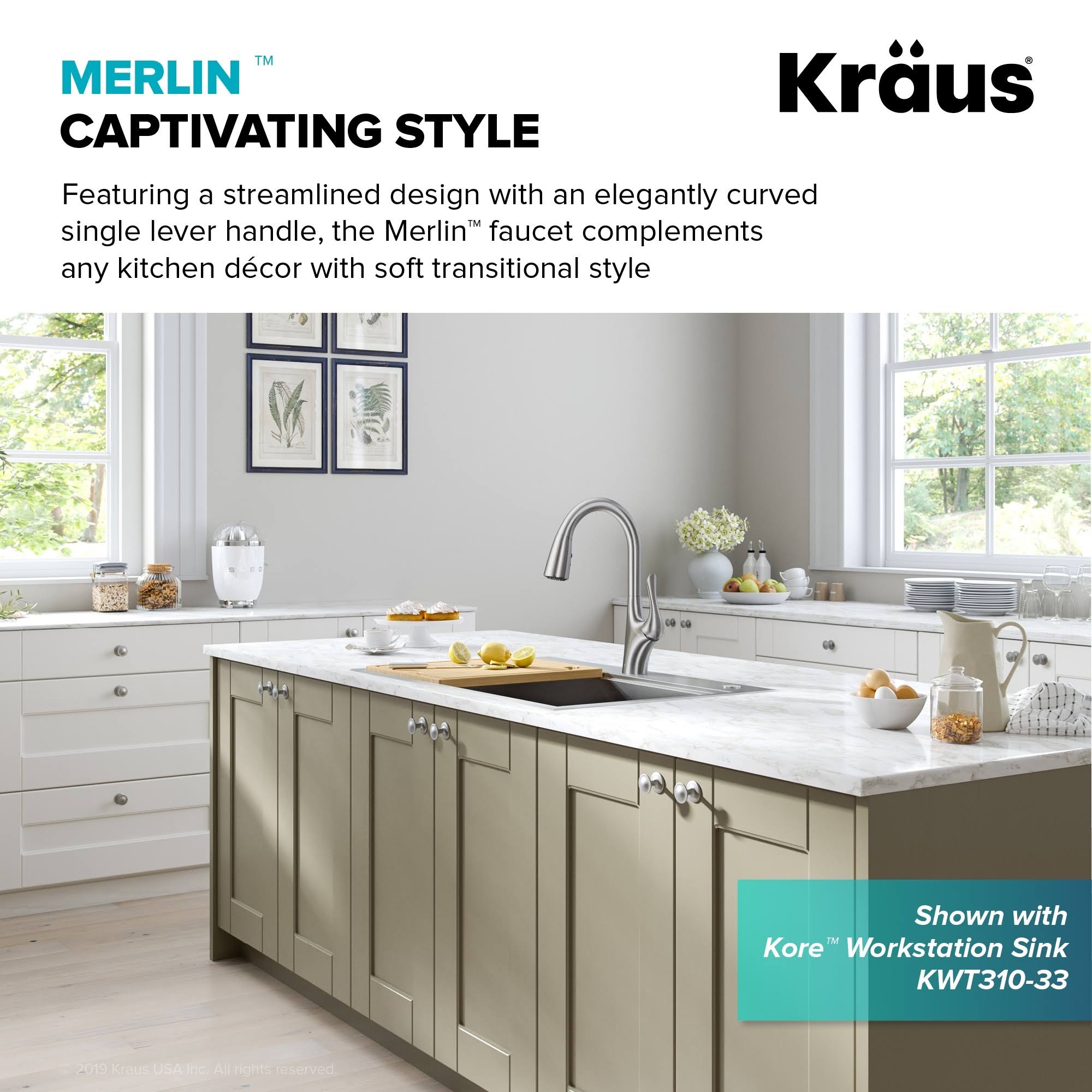 Kraus KPF-1674SFS Merlin Single Handle Pull-Down Kitchen Faucet Spot Free - Stainless Steel