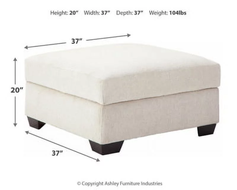 Signature Design by Ashley Contemporary Cambri Ottoman With Storage Chenille Snow