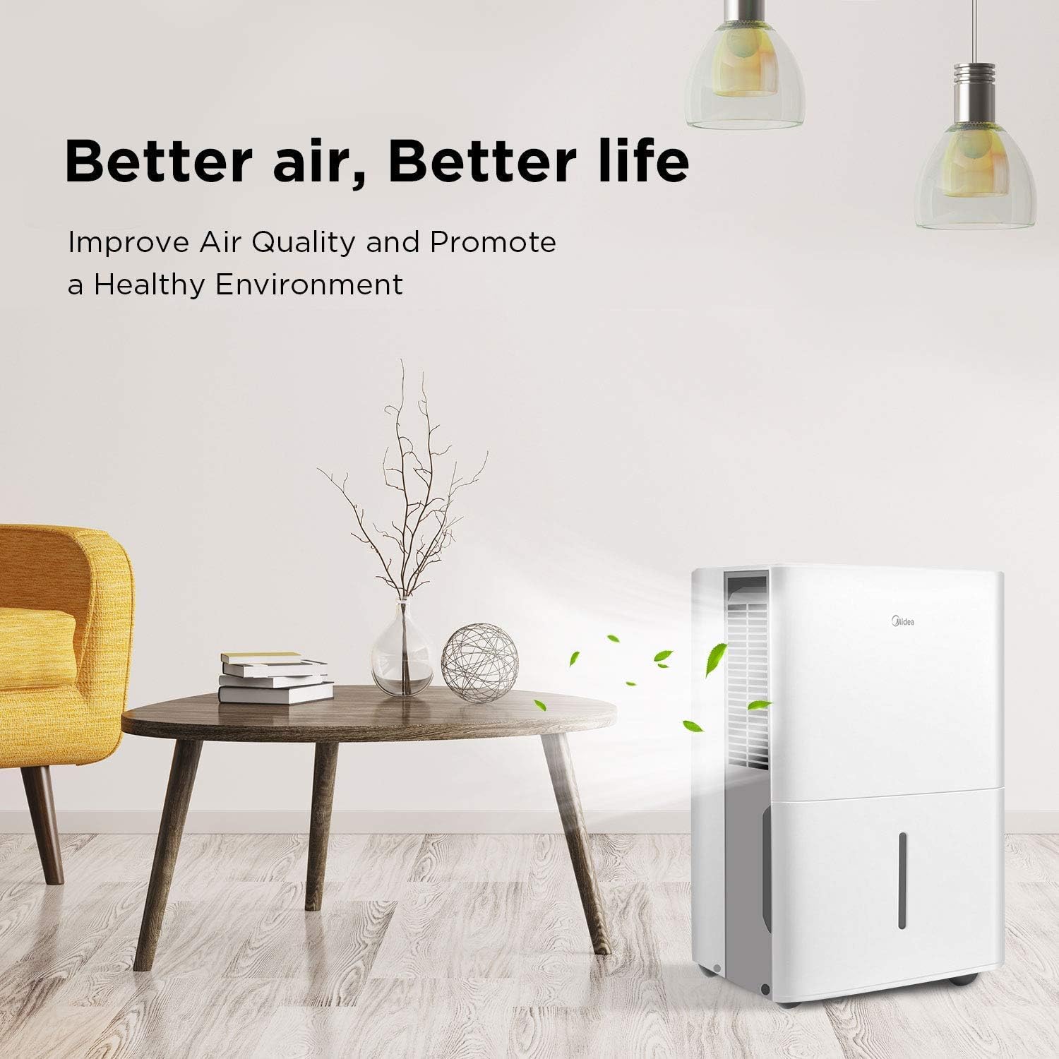 MIDEA MAD35C1ZWS Dehumidifier for up to 3000 Sq Ft with Reusable Air Filter, Ideal for Basement, Bedroom, Bathroom, 35 Pint-2019 DOE (Previous 50 Pint), White (Renewed)