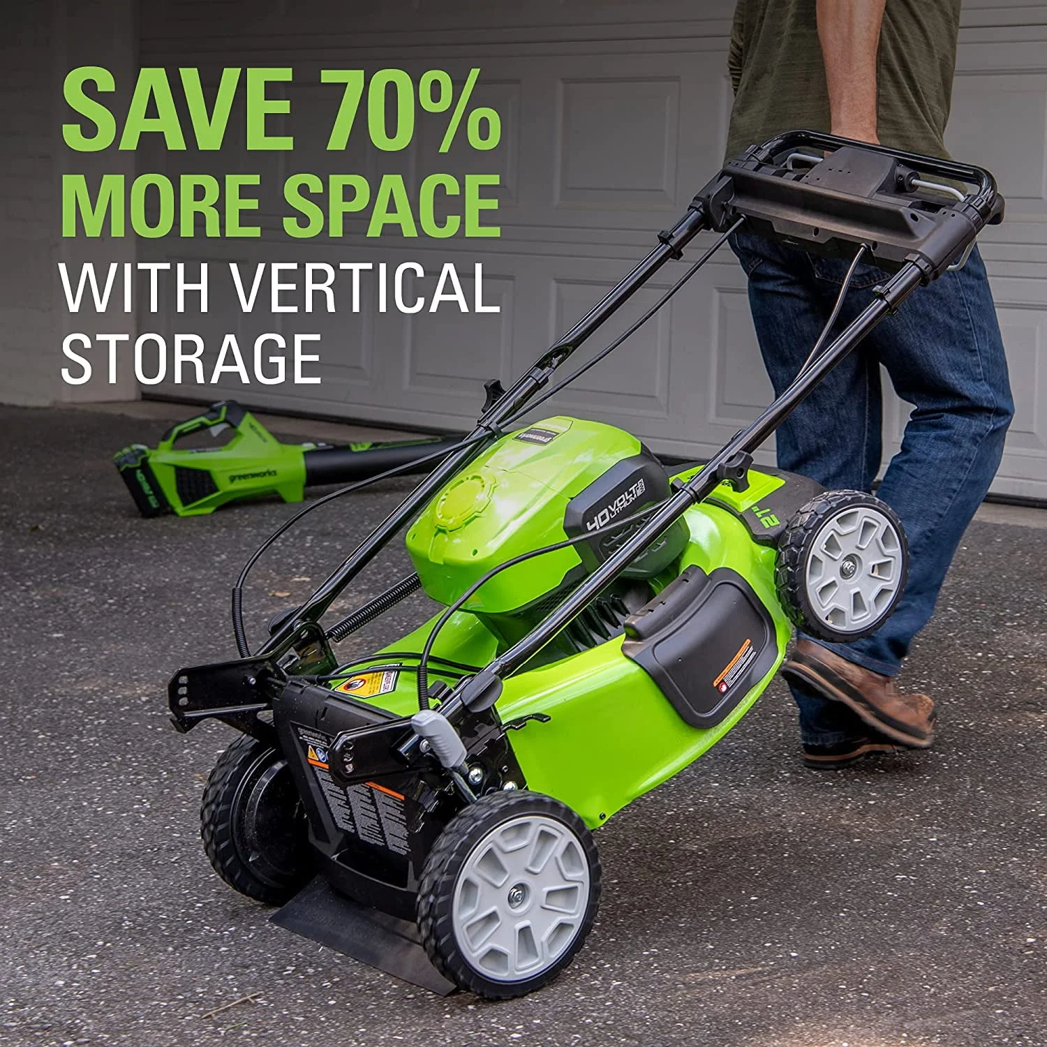 Greenworks 40V 21 Brushless (Smart Pace) Self-Propelled Lawn Mower, 2 x 4Ah USB (Power Bank) Batteries and Charger Included MO 21 Mower (2 x 4.0Ah)