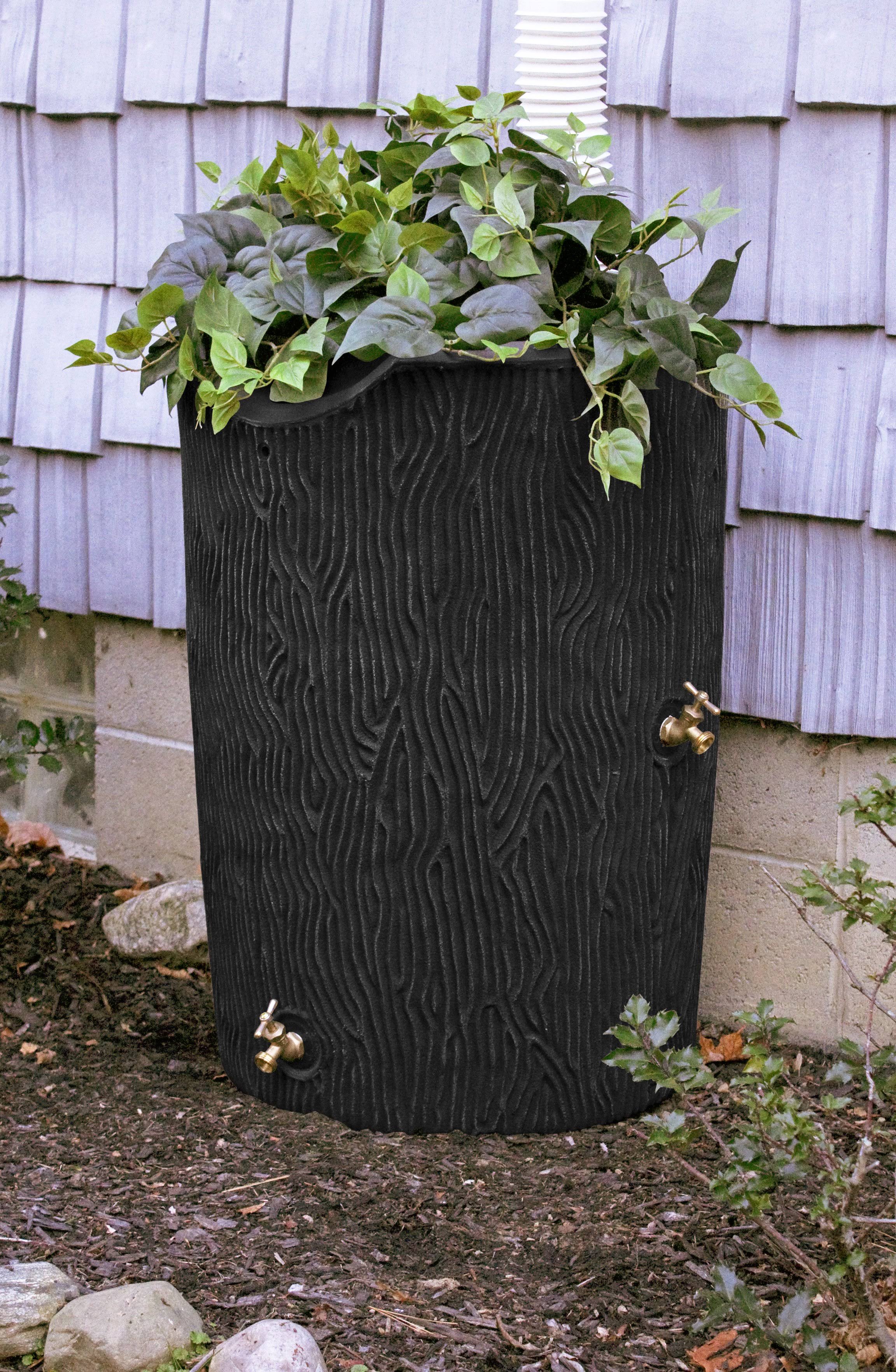 Good Ideas Impressions Bark 50 Gallon Rain Saver Barrel - Khaki