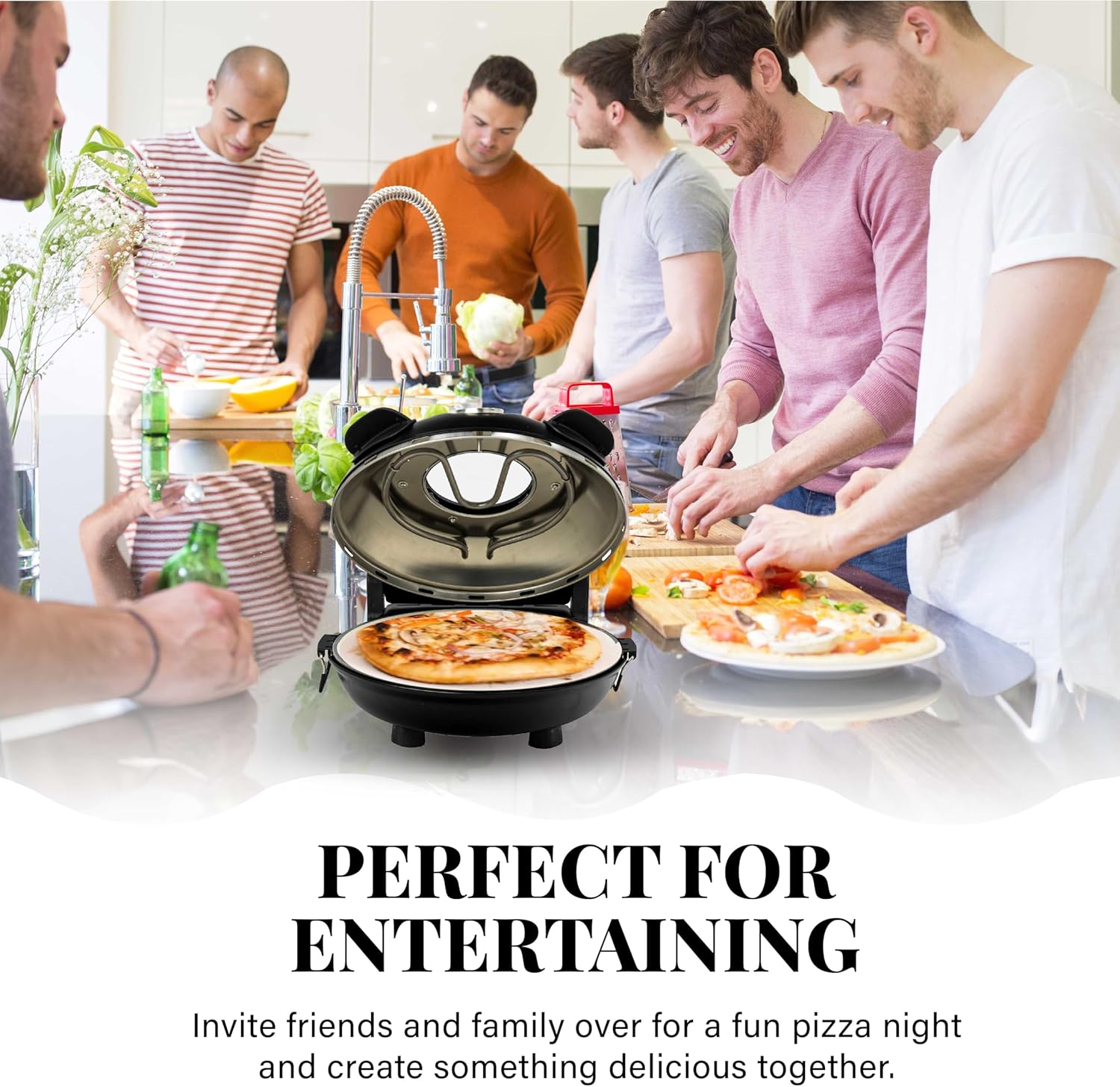 PIEZANO Crispy Crust Pizza Oven by Granitestone – Electric Pizza Oven Indoor Portable, 12 Inch Indoor Pizza Oven Countertop, Pizza Maker Heats up to 800˚F for Stone Baked Pizza at Home As Seen on TV