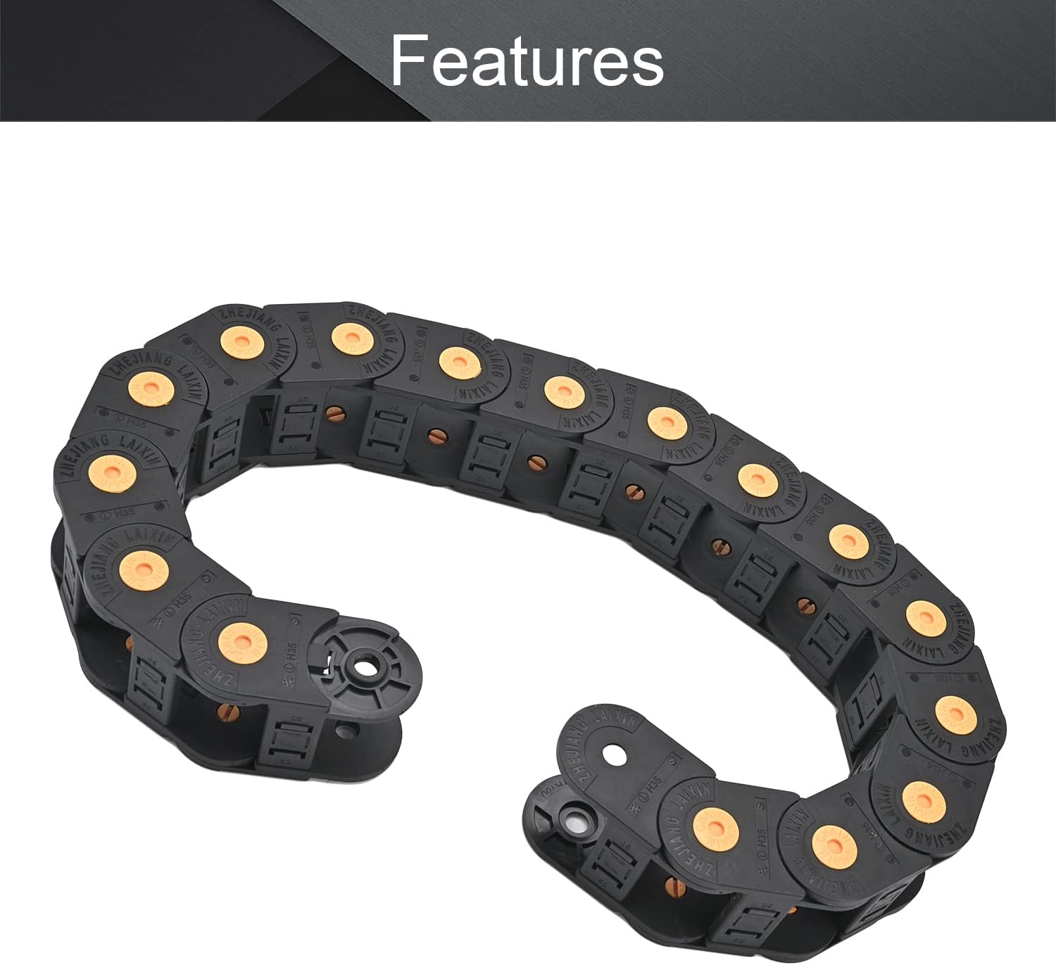 Fielect Drag Chain Cable Carrier Open Type with End Connectors R100 35X100mm 1 Meter Plastic for Electrical CNC Router Machines Black 1Pcs