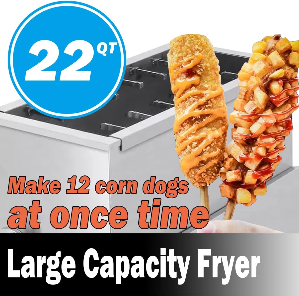 Corn Dog Fryer Commercial Cheese Hot Dog Sticks Maker Machine LPG Gas Deep Fryers For Kitchen Restaurant Snack Bar Canteen Home