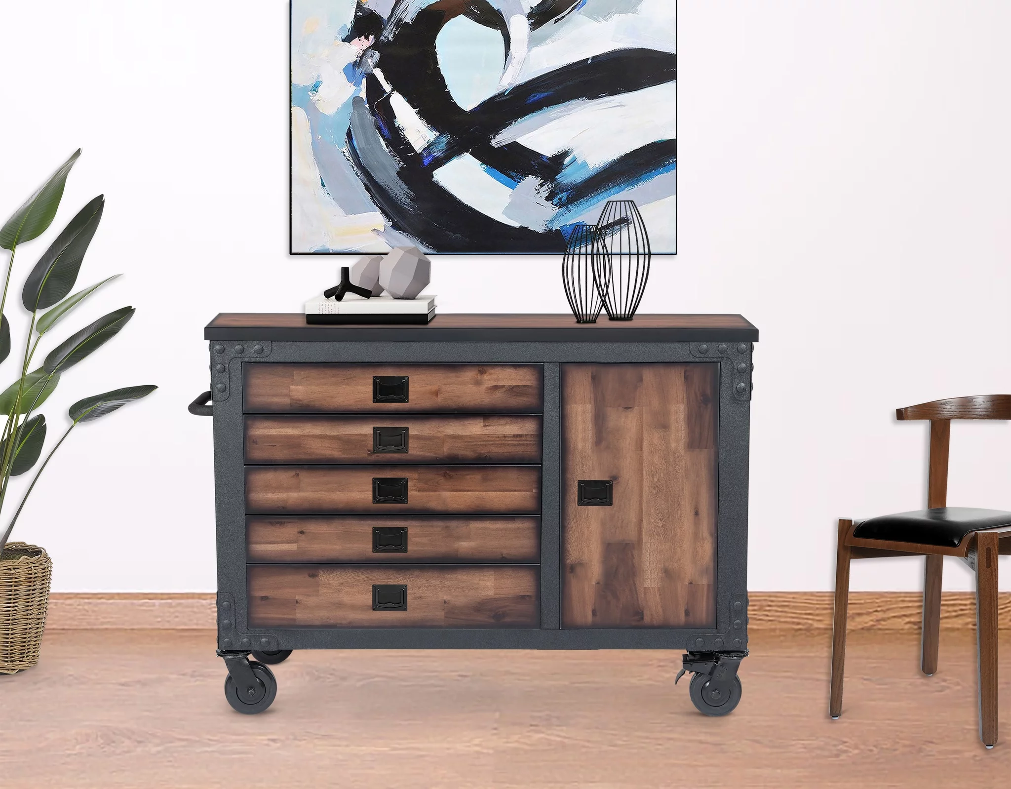 DuraMax 48 in. 5-Drawers Rolling Tool Chest with Wood Top