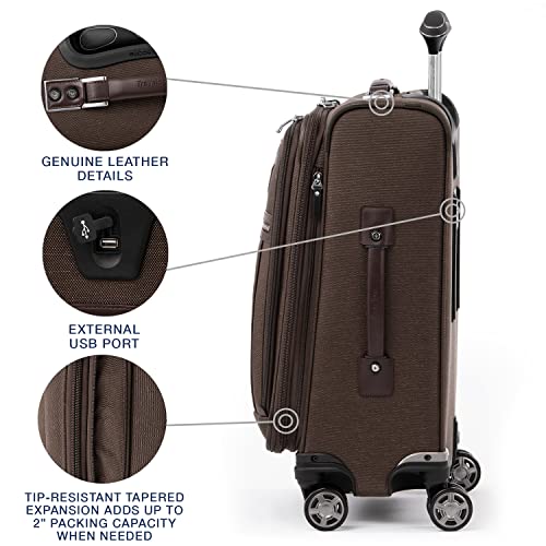 Travelpro Platinum Elite Softside Expandable Carry on Luggage, 8 Wheel Spinner Suitcase, USB Port, Suiter, Men and Women, Bordeaux Red, Carry On 21-Inch