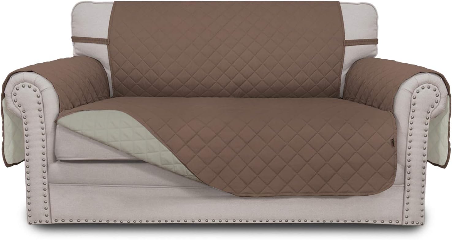 Easy-Going Sofa Slipcover Reversible Sofa Cover Water Resistant Couch Cover with Foam Sticks Elastic Straps Furniture Protector for Pets Kids Children Dog Cat (Sofa, Darkgray/Beige)