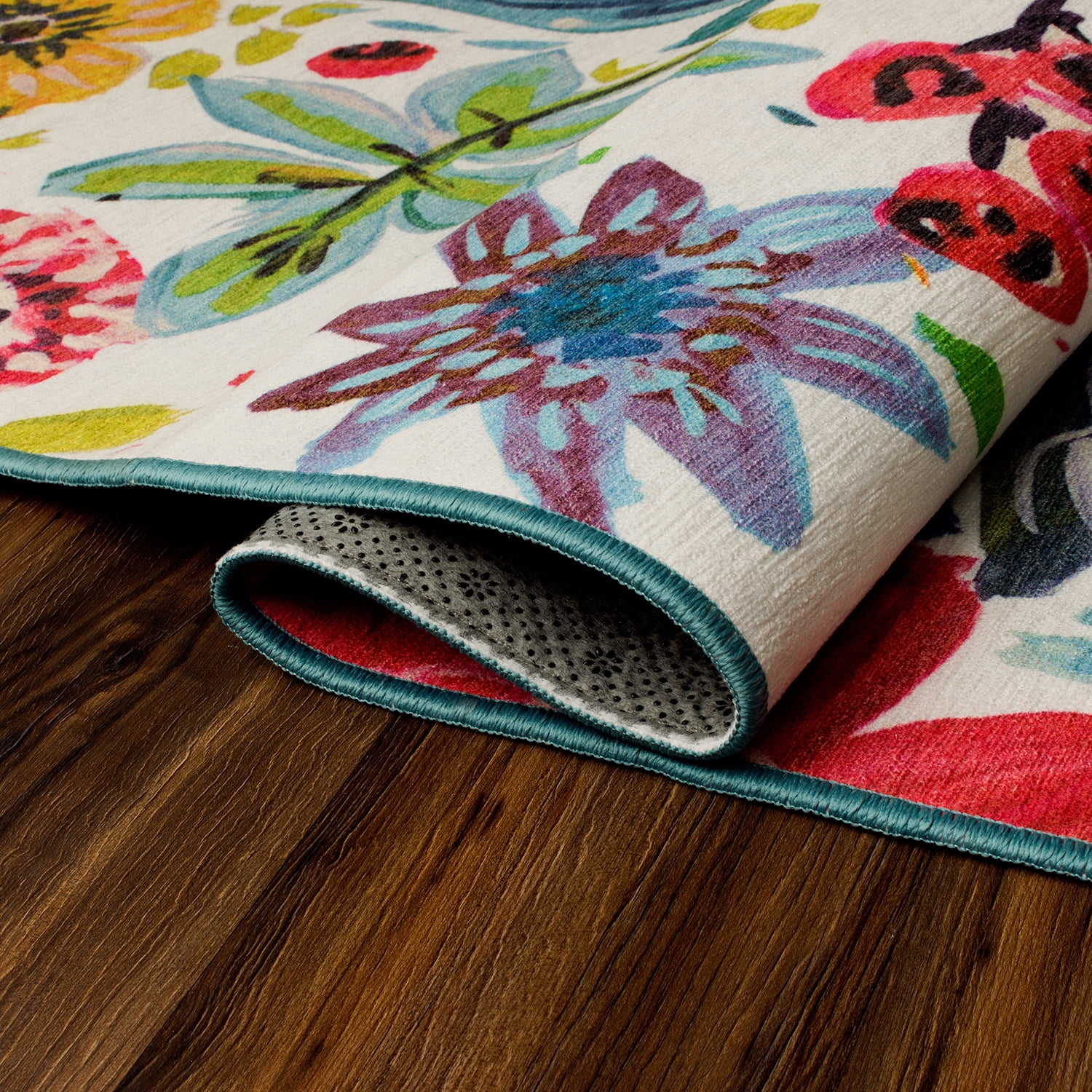 My Magic Carpet Machine Washable Area Rug Floral Bloom Multicolor 5X7