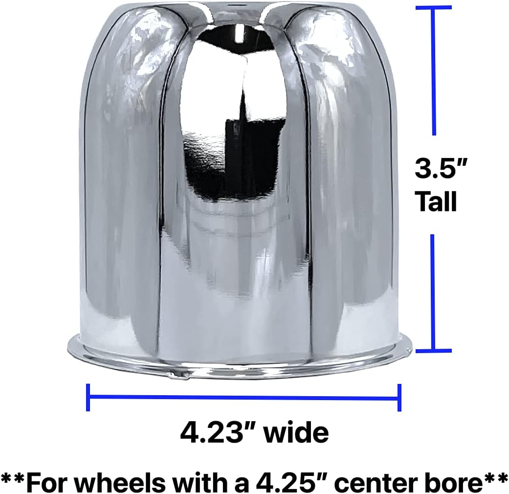 4 Chrome 5.15 Push Through Center Caps for Auto, Truck, Trailer Wheels and Rims