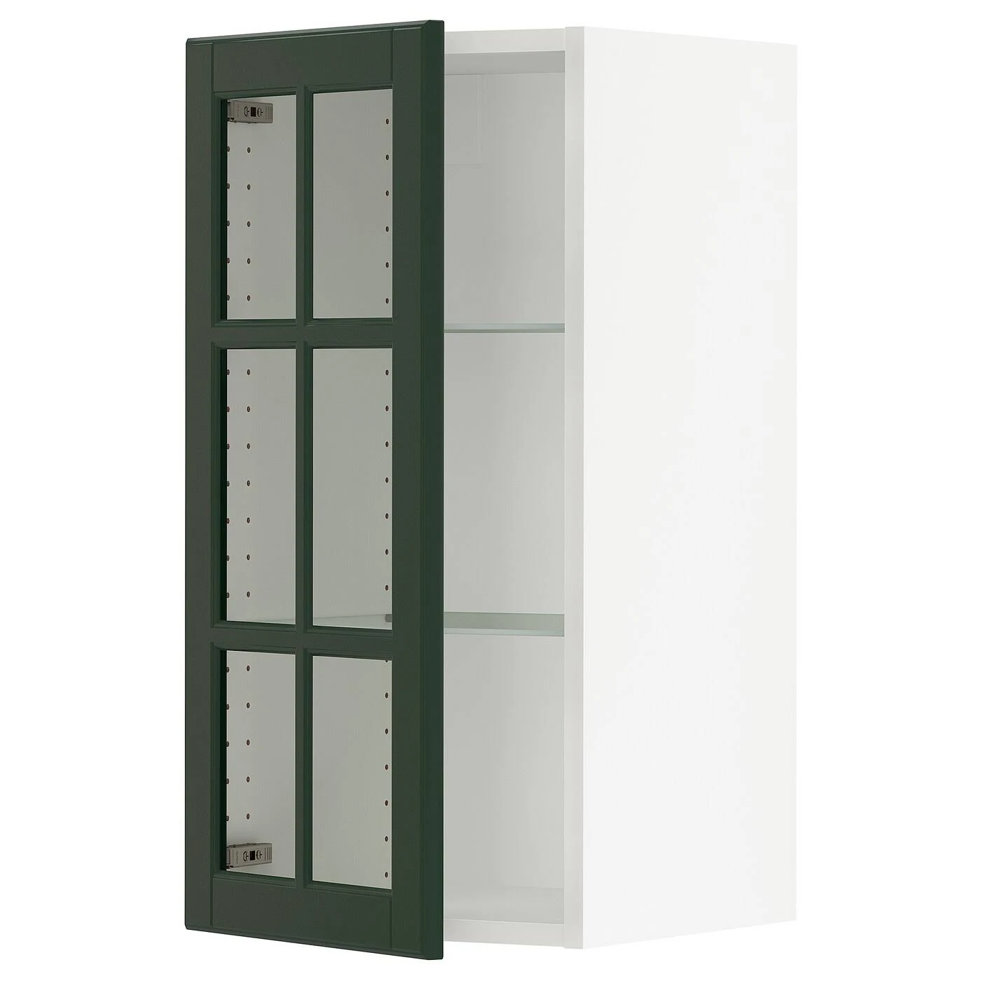 IKEA - SEKTION Wall Cabinet with Glass DOOR, white/Bodbyn Dark Green, 15x15x30 09364519