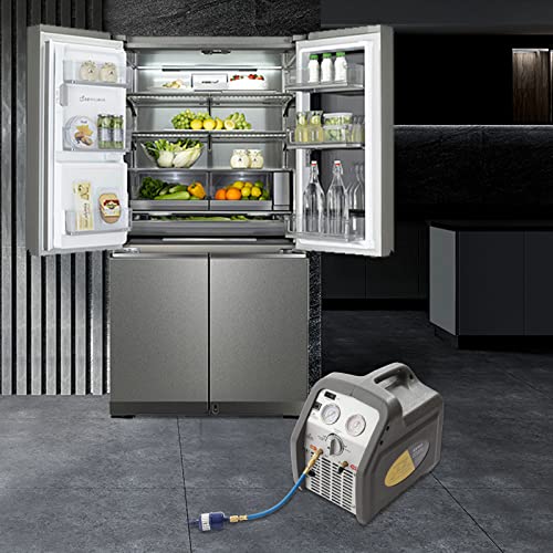 LOYALHEARTDY Refrigerant Recovery Machine AC Oil-Less Portable Refrigerant Recycling Machine HVAC Refrigerant Recovery Unit Air Conditioning Repair Tool for Both Liquid and Vapor Refrigerant