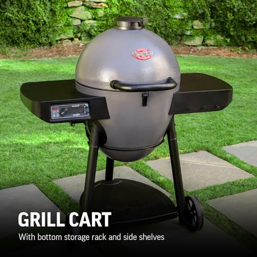 Char-Griller® AKORN® Kamado Charcoal Grill and Smoker with Cast Iron Grates, Warming Rack and Locking Lid with 445 Cooking Square Inches in Graphite, Model E16620