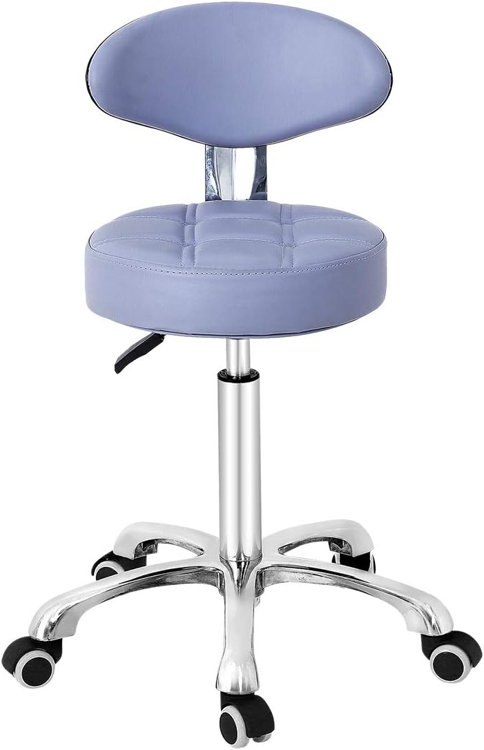 Grace & Grace Pneumatic Height Adjustable Rolling Swivel Stool with Comfortable Seat Heavy Duty Metal Base for Salon, Massage, Shop and Kitchen (Purple)