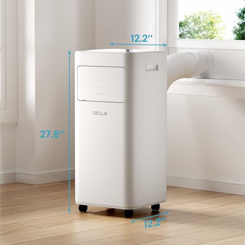 DELLA 14,000 BTU Portable Air Conditioner Cools Up To 650 Sq.Ft, Work with Alexa and WiFi, Geo Fencing, Heat pump, Auto Swing, 3 Speeds Fan, Dehumidifier, Portable AC with Remote Control & Window Kit