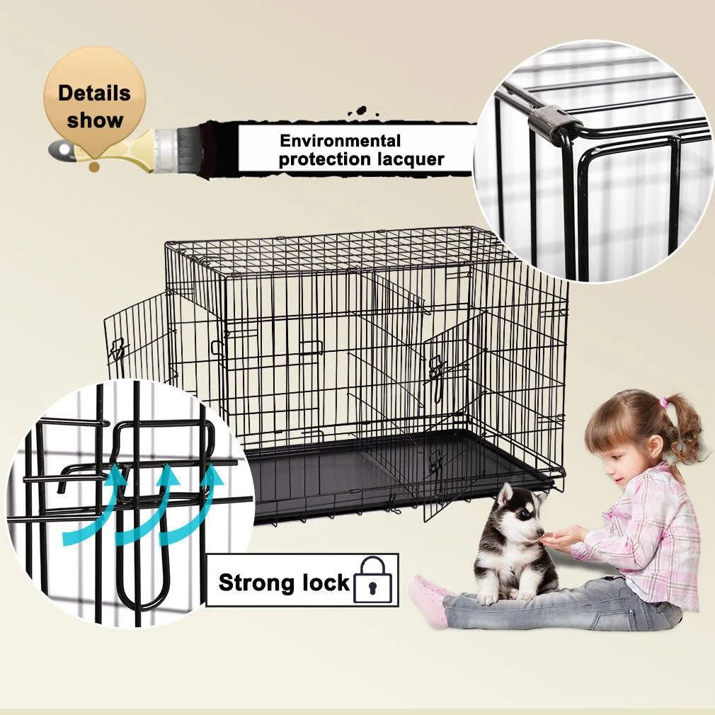 Bestpet 42x22 Pet Folding Dog Cat Crate Cage Kennel w/ABS Tray LC
