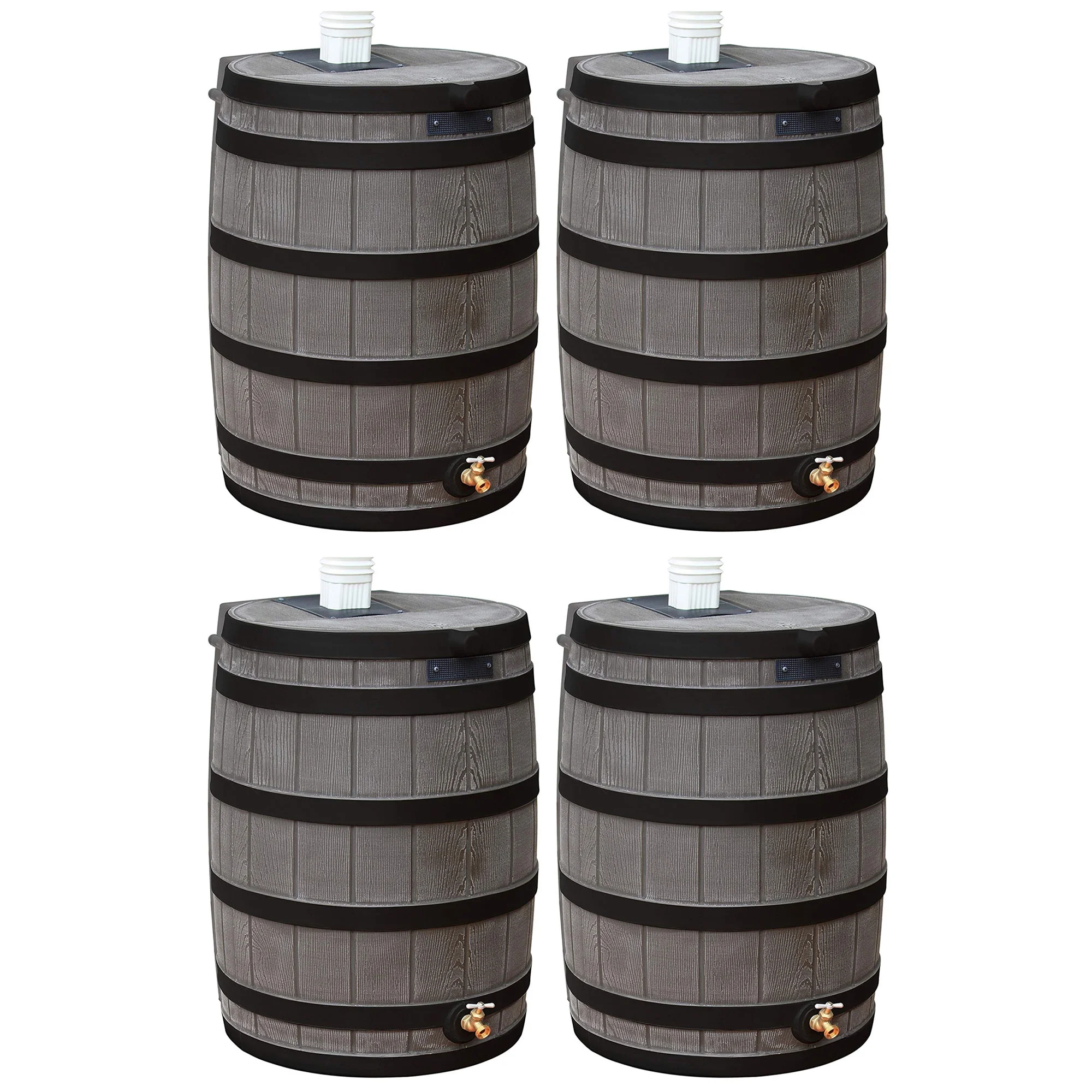 Good Ideas Rain Wizard 50 Gallon Rain Storage Rain Barrel, Oak, (4 Pack) - Curated Treasures Market