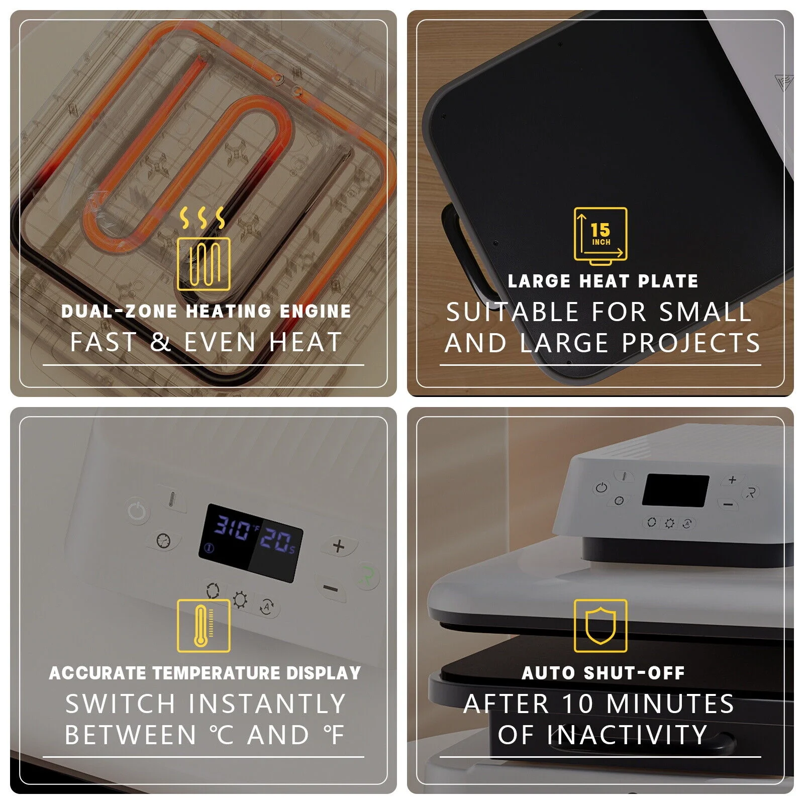 HTVRONT 1500W 15"x15" Auto Heat Press Machine Bundle, Sublimation Printer Transfer HTV Vinyl