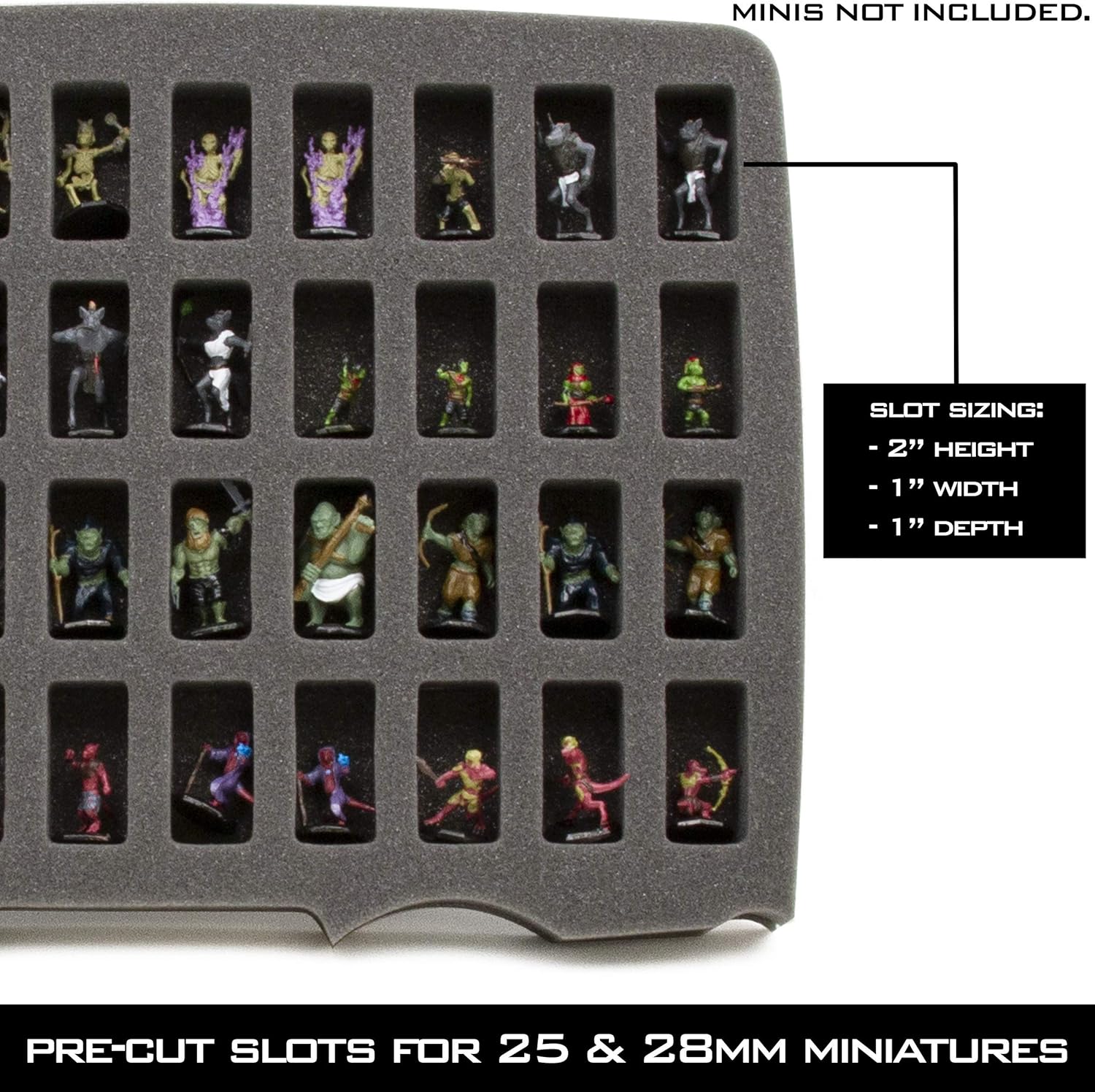 CASEMATIX Miniature Storage Hard Shell Figure Case - 80 Slot Figurine Minature Carrying Case with Customizable Foam Layer for Large Miniatures Compatible with Warhammer 40k, DND & More!