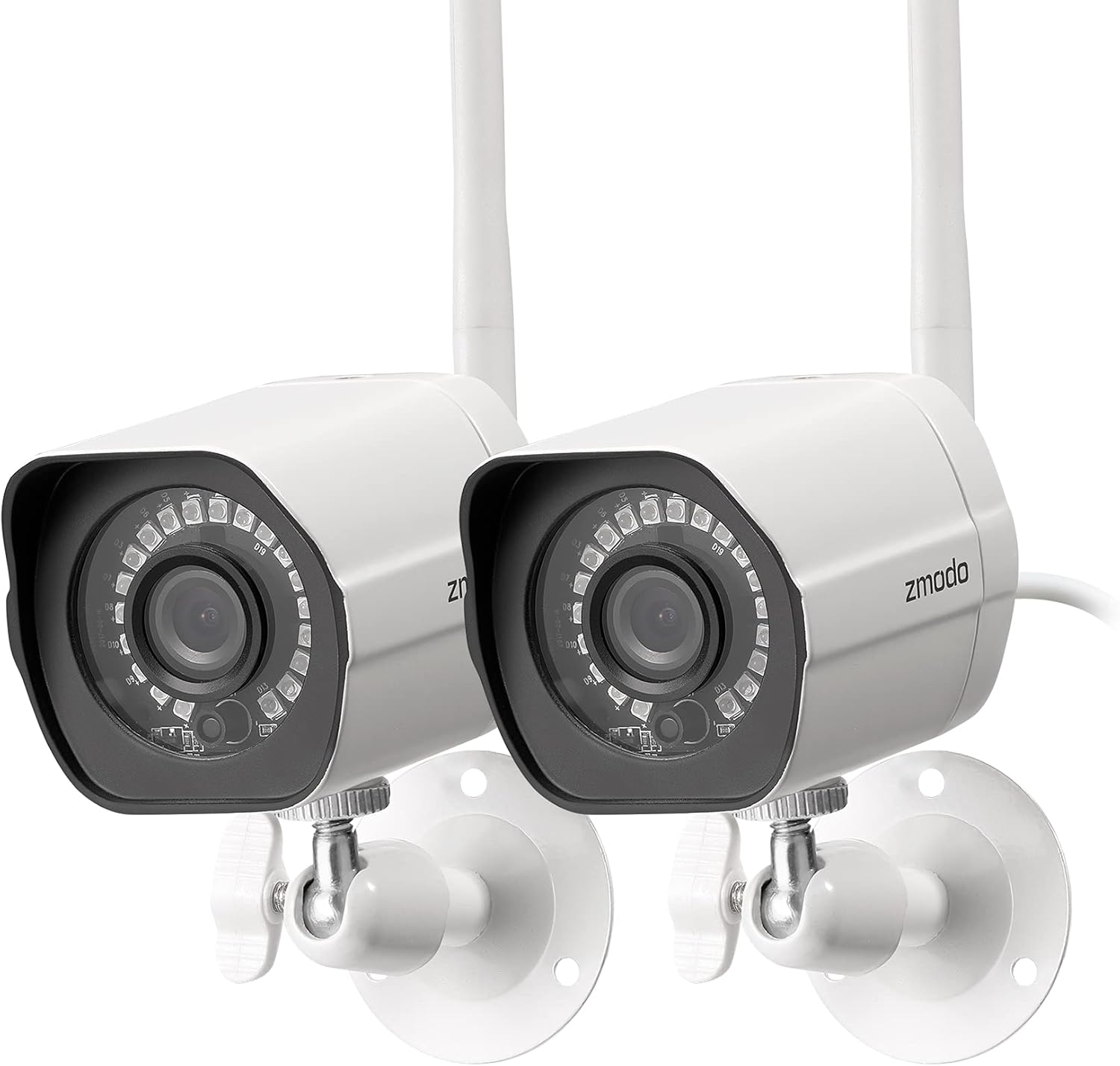 Zmodo Outdoor Camera Wireless, 1080p Security Camera Wireless, 3 Pack Indoor Outside WiFi Cameras Wireless, IR Night Vision, Motion Detection, Remote View, Easy Setup, White, Compatible with Alexa