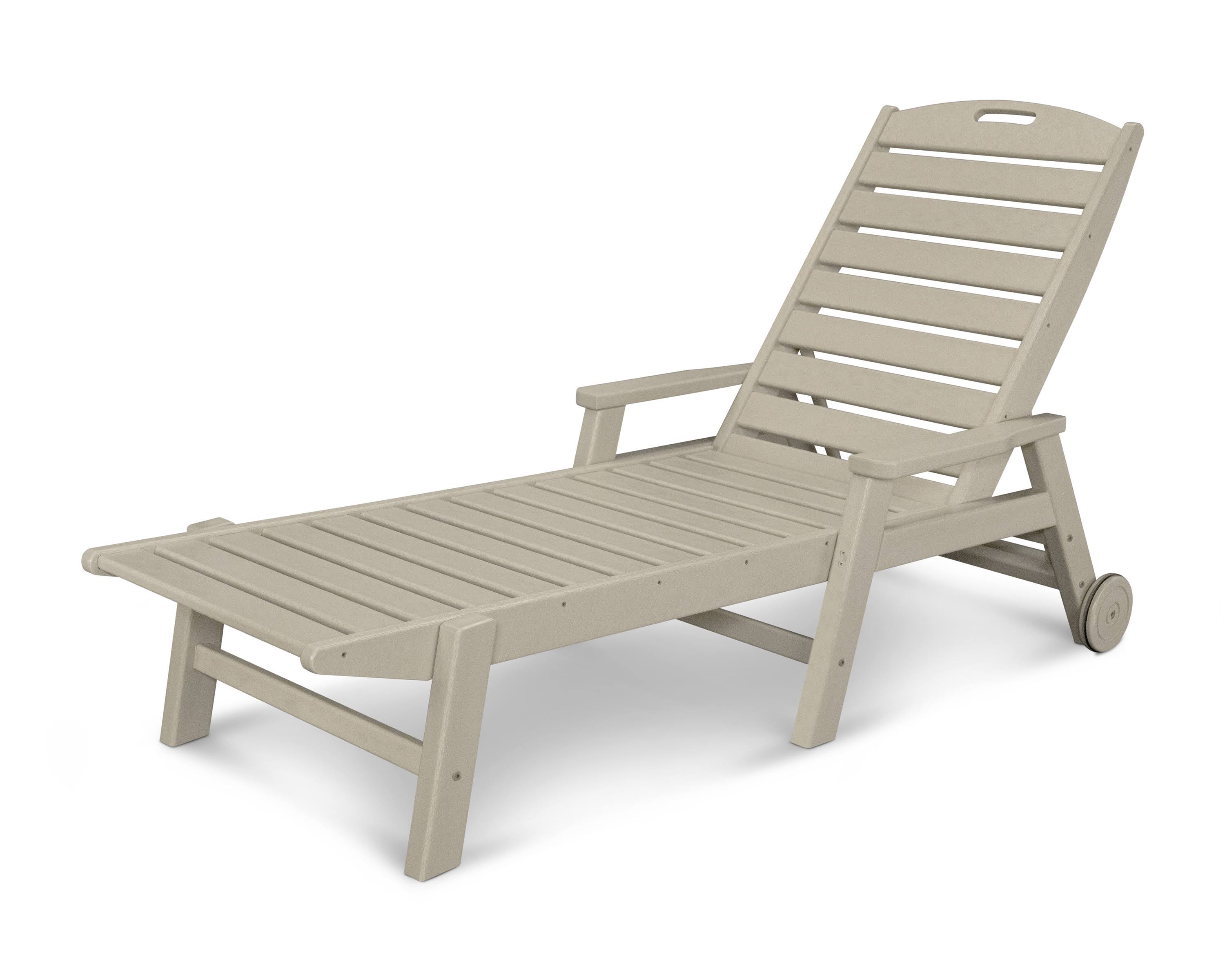 POLYWOOD Nautical Chaise with Arms u0026 Wheels - Sand