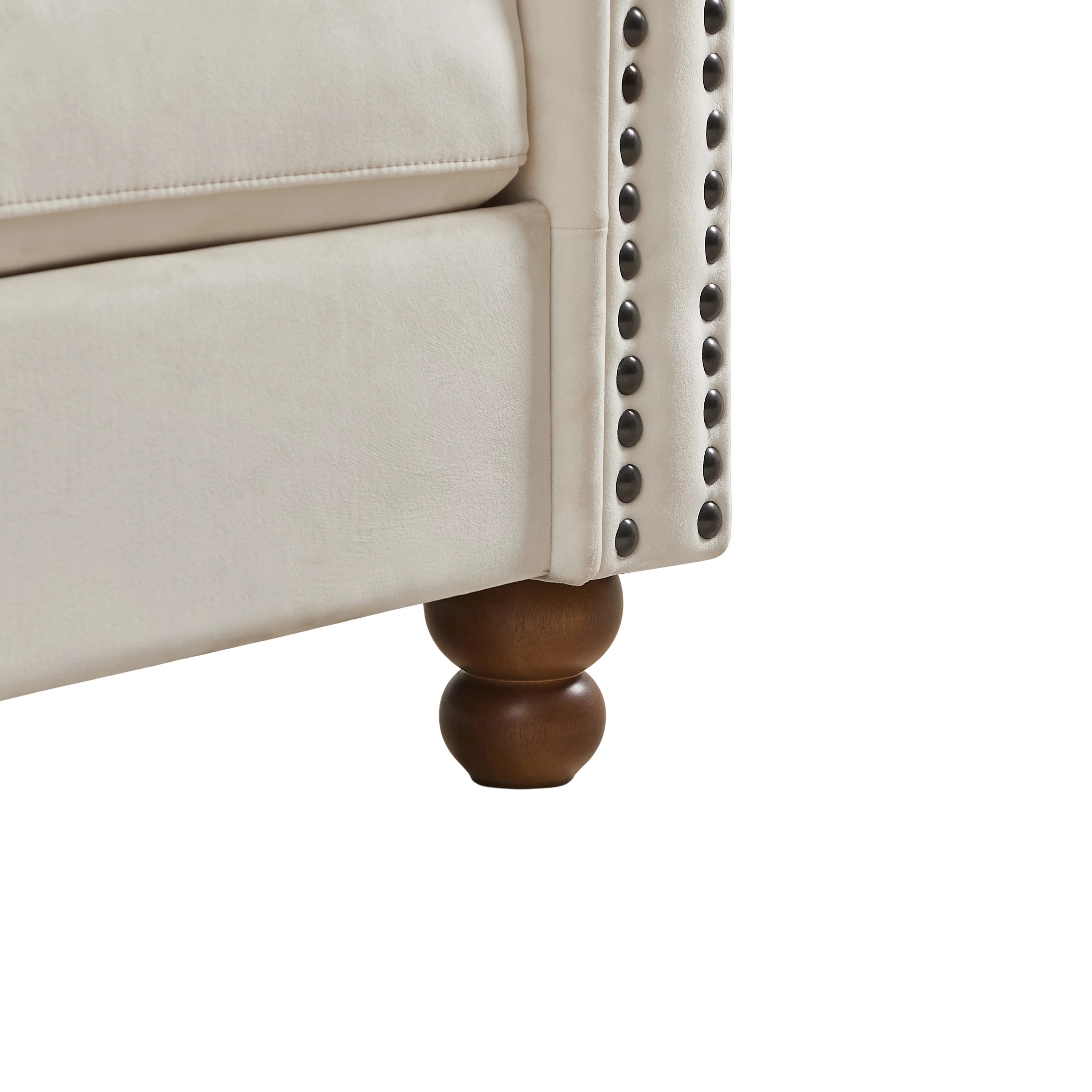 Chesterfield 3 Seater Velvet Button Tufted Sofa, Upholstered Couch with Nailhead Arms Solid Wood Legs for Living Room Office Bedroom Apartment