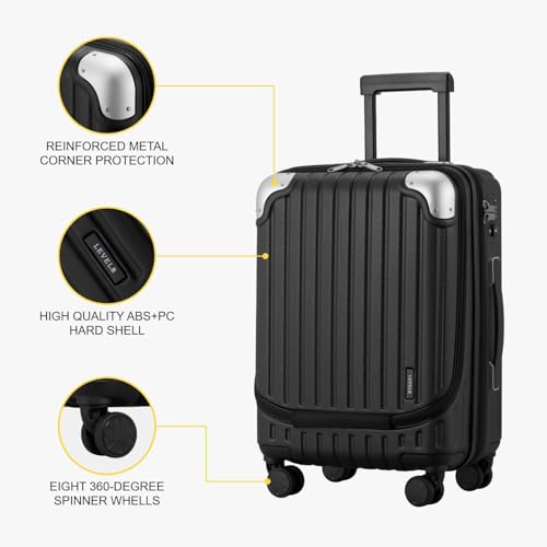 LEVEL8 Grace Carry on Luggage Airline Approved, 20 Inch Expandable Hardside Suitcases with wheels, Abs+Pc Harshell Spinner Luggages with Tsa Lock, Red