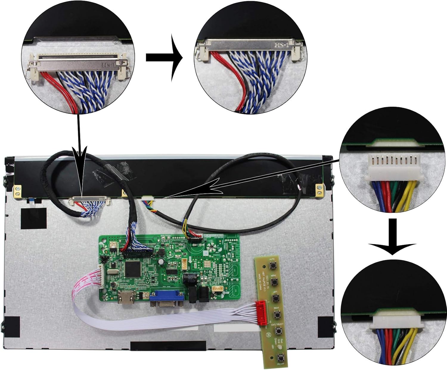 VSDISPLAY 13.3" 13.3 Inch 1920X1080 LCD Screen LQ133M1LW02 with HD-MI VGA Audio LCD Controller Board RT2513-818