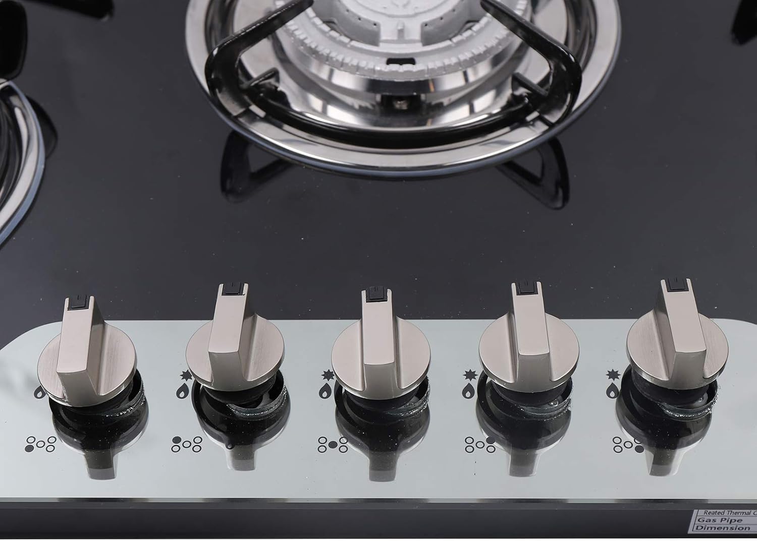 30In Gas Cooktop Stove Top, Gas Cooktop 5 Burner Tempered Glass Cooktop Built in Natural Gas/LPG Stove for Home Kitchen Cooker Easy Cleaning Stainless Steel Water Tray