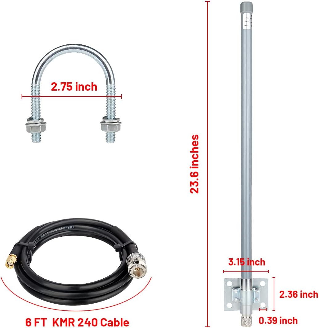 XRDS-RF 5 dBi LoRa Antenna 915Mhz Antenna Outdoor Omni-Directional Antenna with KMR240 Cable and Adapter for Helium Network Helium Miner Hotspot