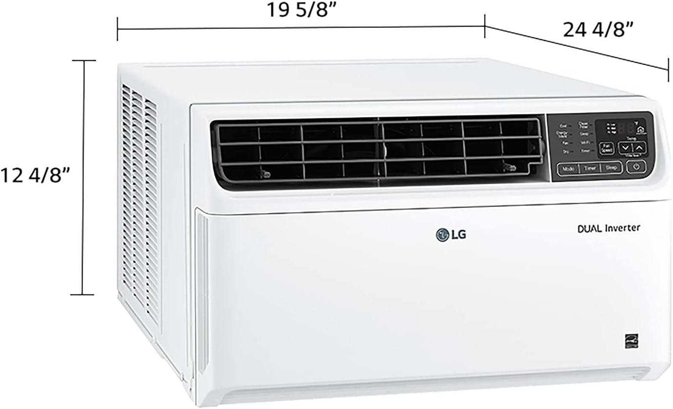 LG 10,000 BTU Smart Window Air Conditioner, 115V, Cools 450 Sq. Ft. for Bedroom, Living Room, Apartment, Dual Inverter, Quiet Operation, Energy Star, works with LG ThinQ, Amazon Alexa and Hey Google