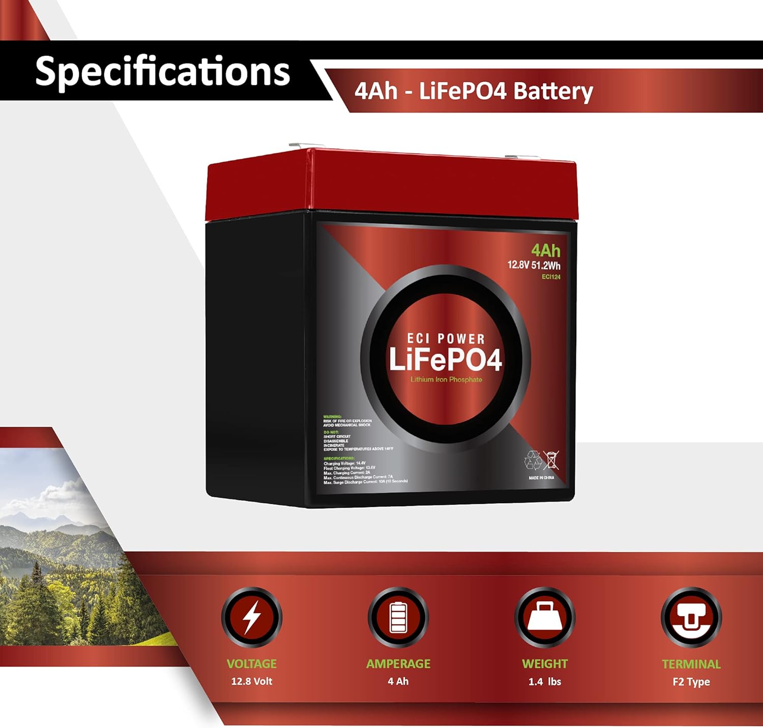 ECI Power 12V 200Ah Lithium LiFePO4 Deep Cycle Rechargeable Battery | 2000-5000 Life Cycles & 10-Year lifetime | Built-in BMS | Perfect for RV, Solar, Marine, Overland, Off-Grid Applications