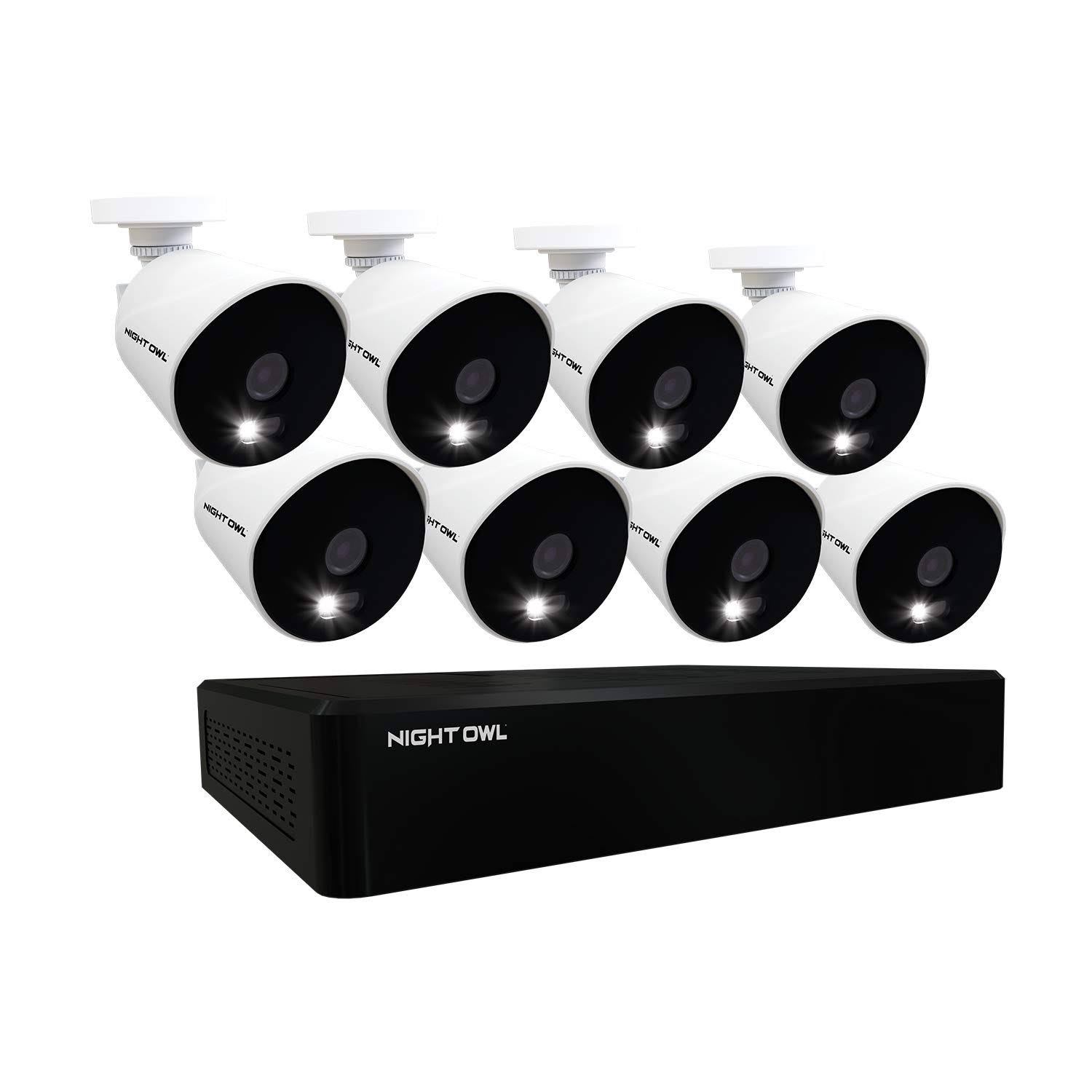 Night Owl - 16 Channel 8 Camera 1080p HD Indoor/Outdoor Wired DVR Surveillance System with 1TB Hard Drive - Black/White (DP2-161