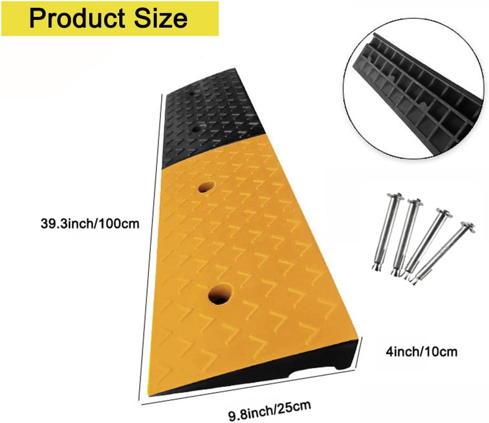 2 Rubber Curb Ramps Heavy Duty Driveway Curb Ramp 10 Ton Car Slope Ramp for Sidewalk Cars RV Trucks Shed Access Bike Pets Scooter Wheelchair 39.3*5.9*2inch