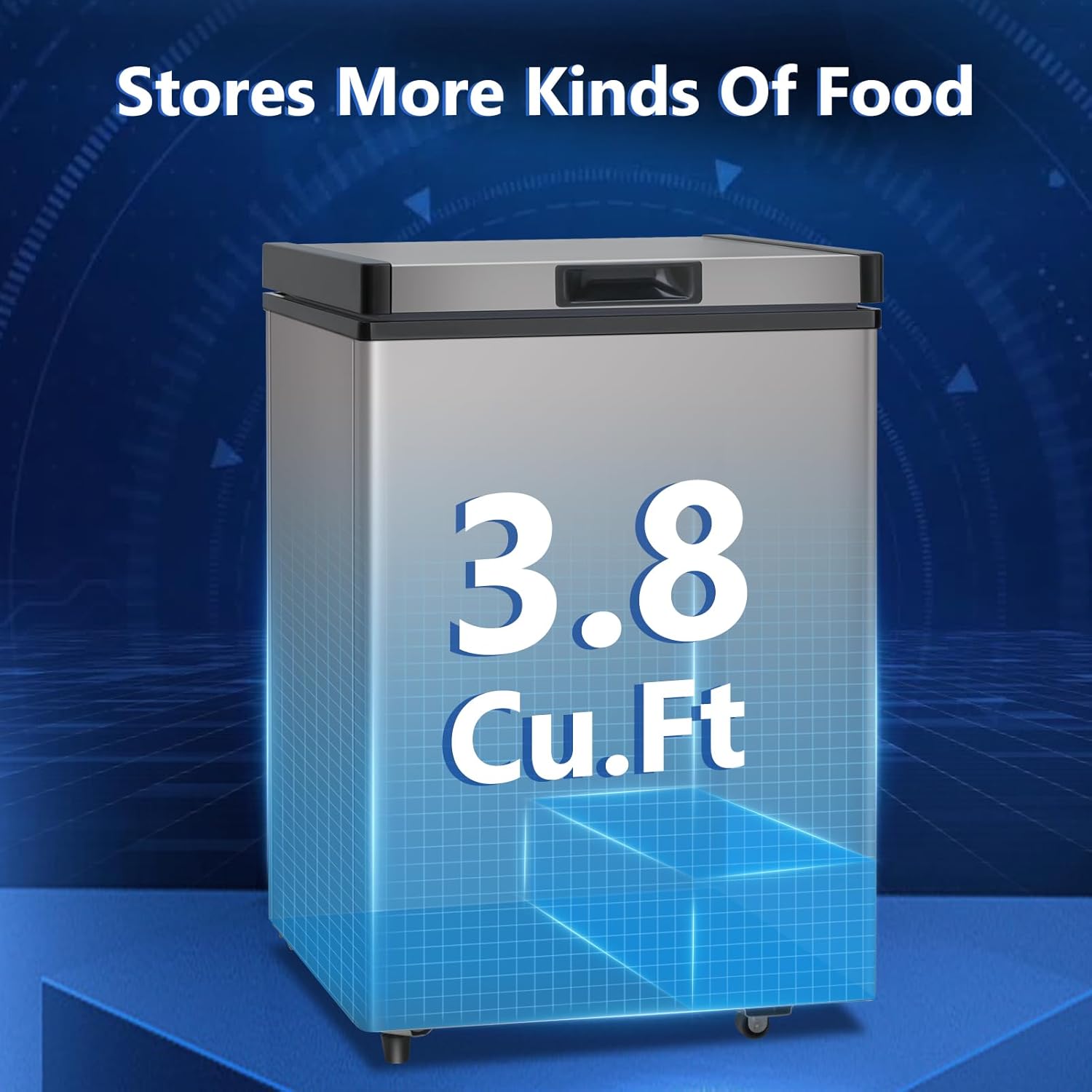 Chest Freezer, 3.8 Cu Ft Compact Deep Freezer With Fast Cooling & Convenient Pulley, Perfect for Kitchen Parlor, Small Freezer With Low Noise & Energy Saving, Titanium Gray