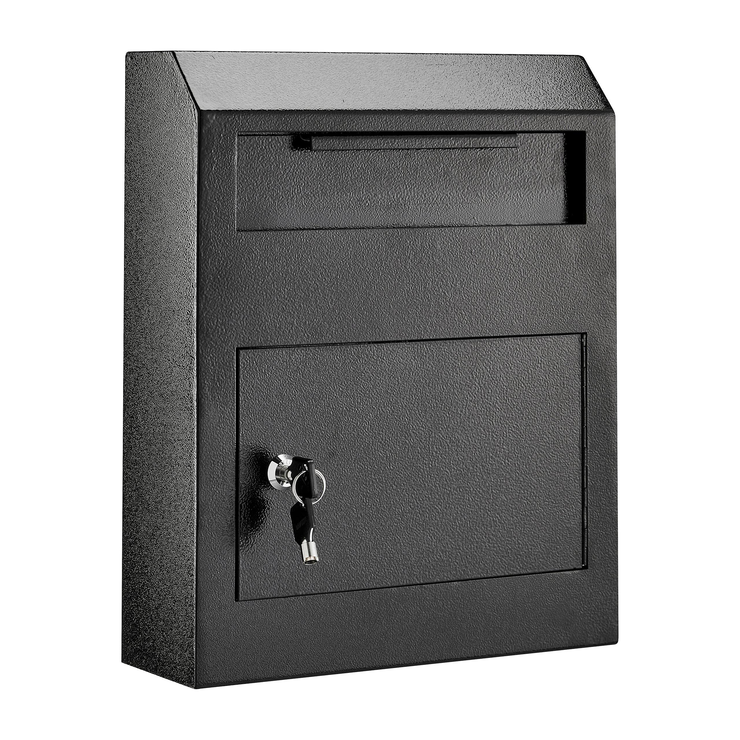 AdirOffice 631-07 Heavy-Duty Secured Safe Drop Box - Black