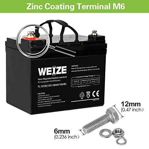 Weize Deep Cycle AGM 12 Volt 100Ah Battery, Maintenance-Free, 3% Self-Discharge Rate, 1150A Max Discharge Current, Perfect for RV, Solar, Trolling Motor, Wind, Marine, Camping and Off-Grid System