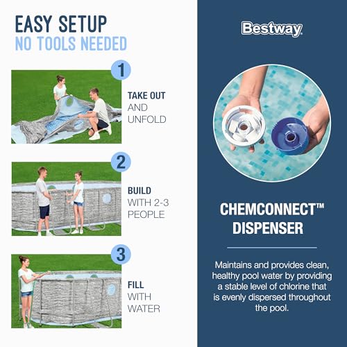 Bestway Power Steel Swim Vista Series II 14' x 8' 2" x 39.5" Above Ground Outdoor Swimming Pool Set with 530 GPH Filter Pump, Ladder, and Pool Cover